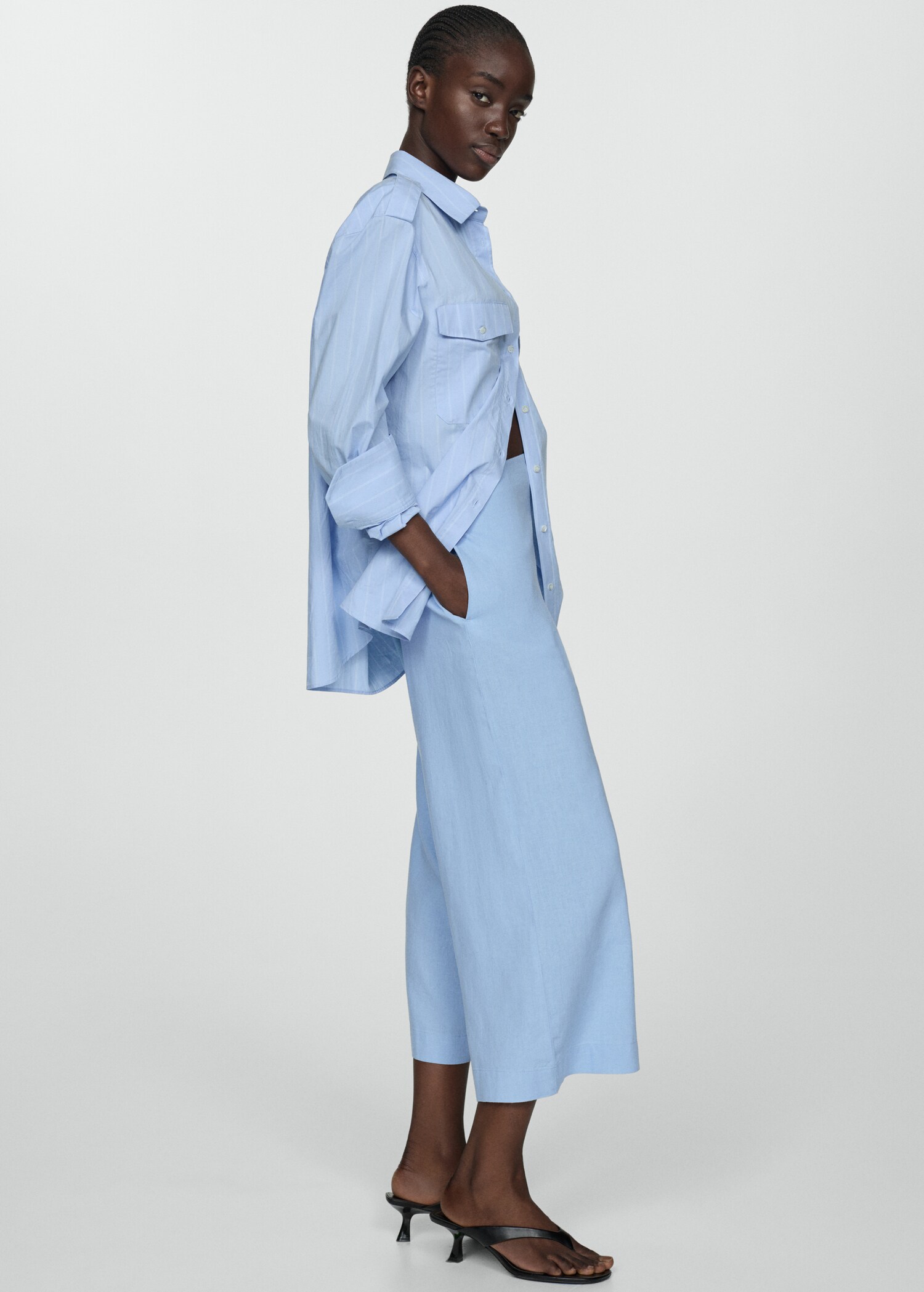 Wideleg linen trousers - Details of the article 2
