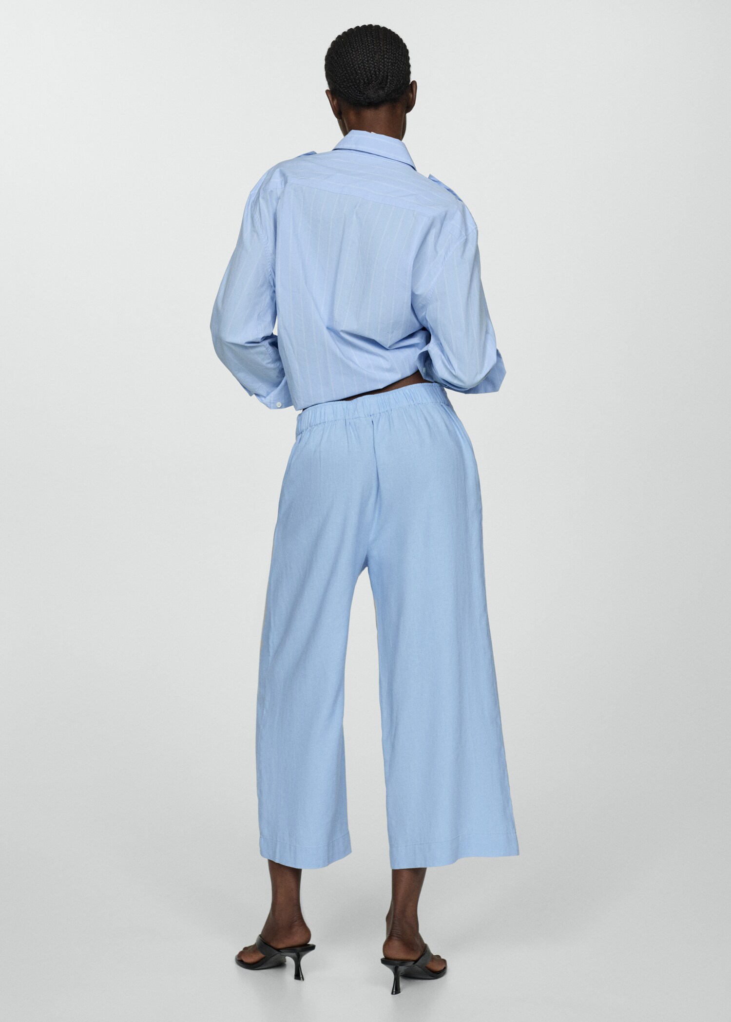 Wideleg linen trousers - Reverse of the article