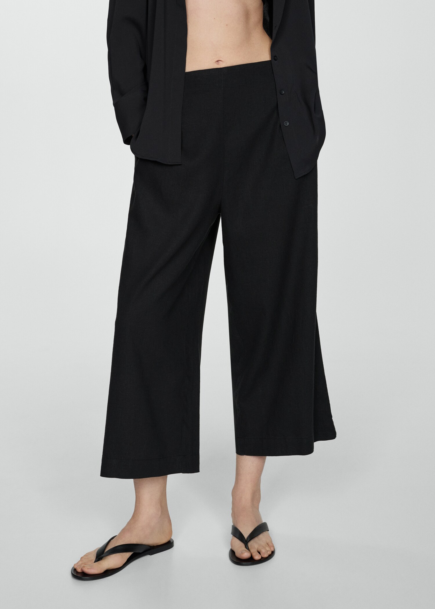 Wideleg linen trousers - Medium plane
