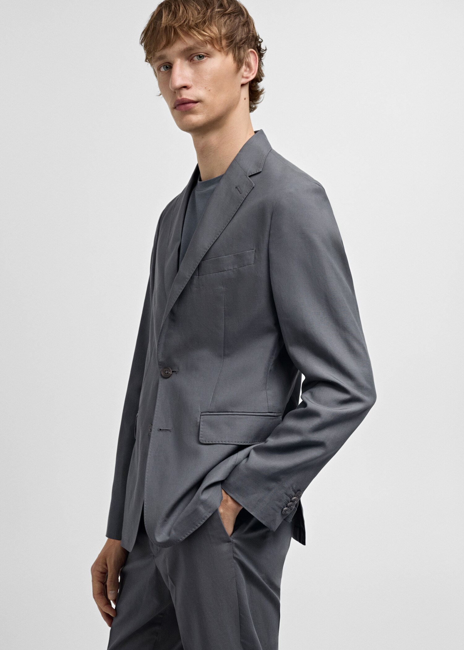 Slim Fit-Anzugblazer aus Leinengemisch - Detail des Artikels 2