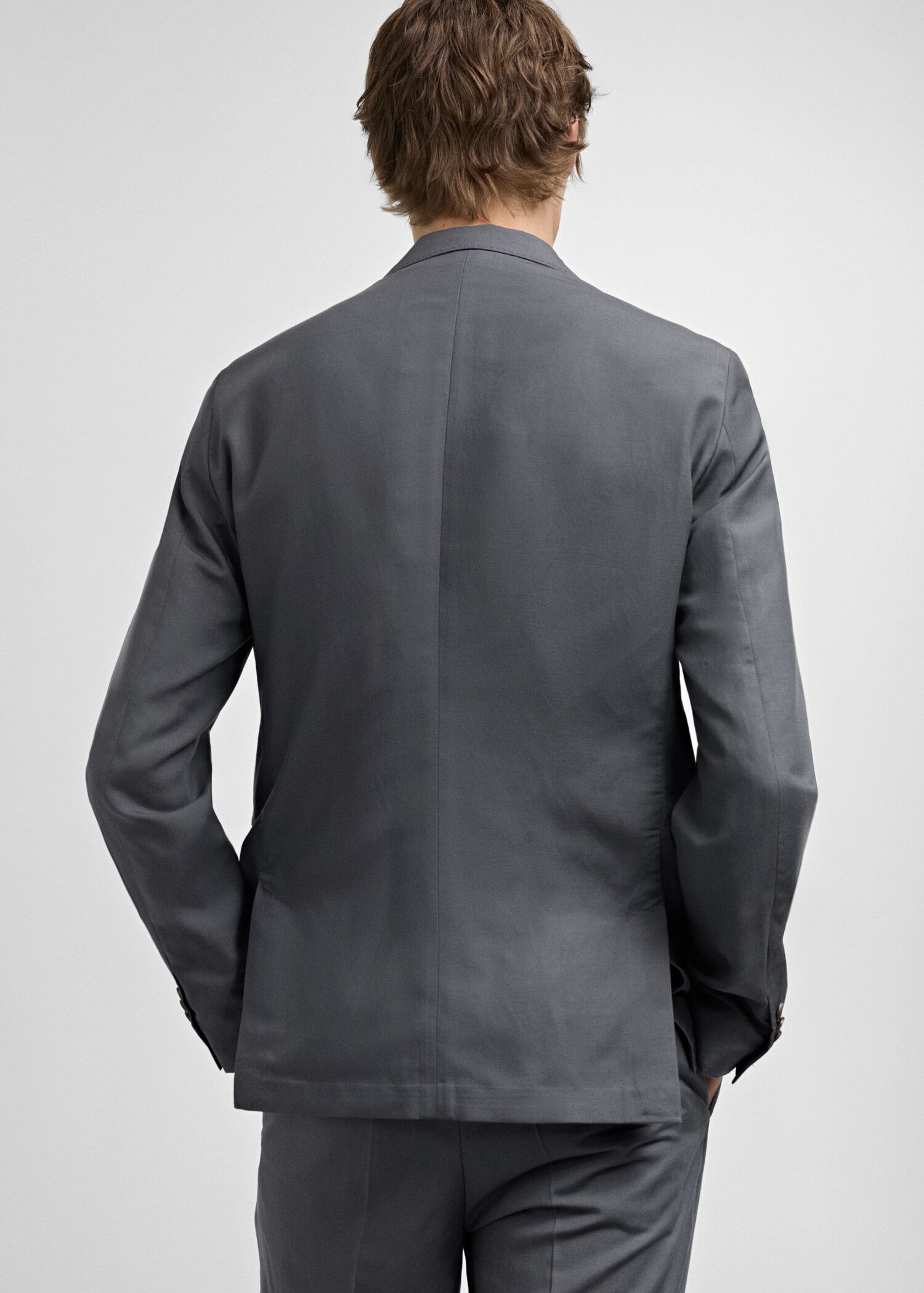 Slim Fit-Anzugblazer aus Leinengemisch - Rückseite des Artikels