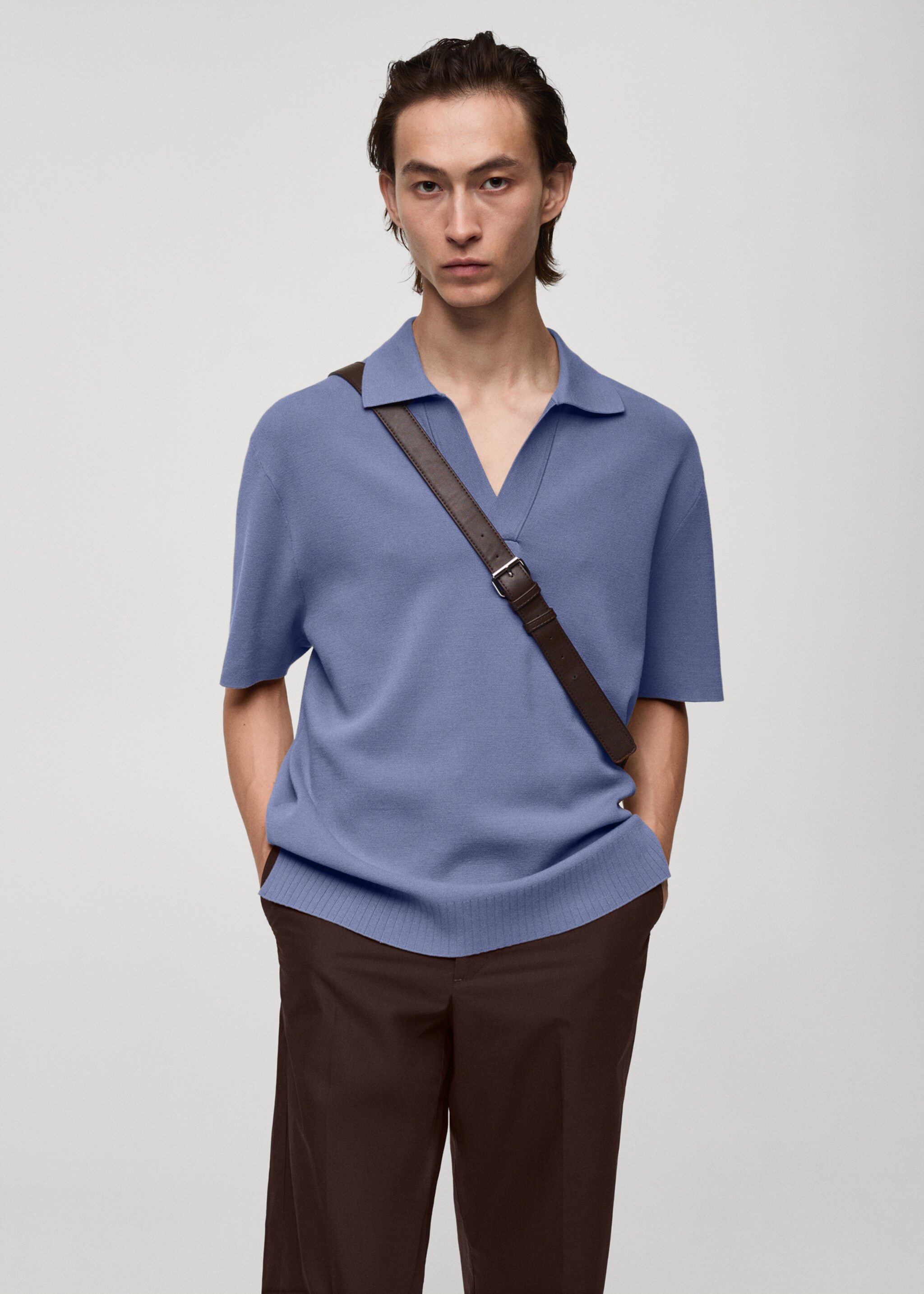 Relaxed-fit knitted polo shirt - Medium plane
