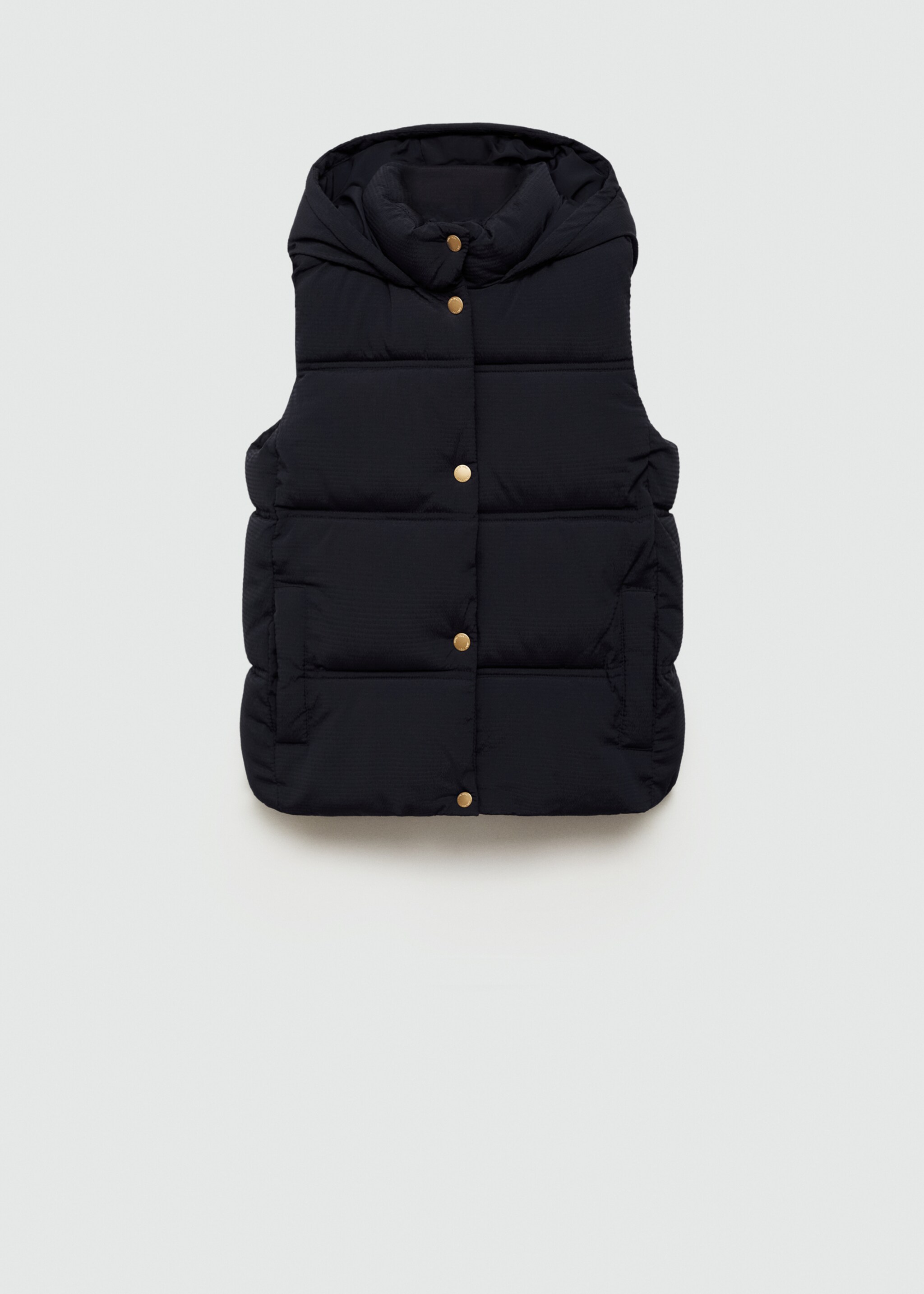 Quilted vest with hood - Article without model, Dark Navy. Ref: 77092539-00.