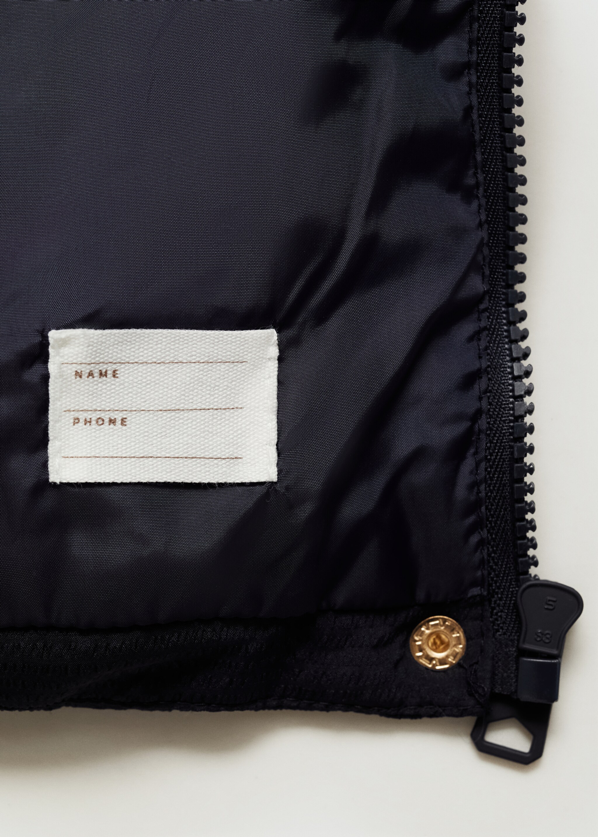 Quilted vest with hood - Details of the article 0, Dark Navy. Ref: 77092539-00.