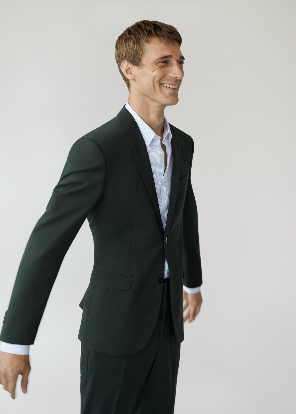 Slim Beige Solid Sport Suit Blazer main image 1