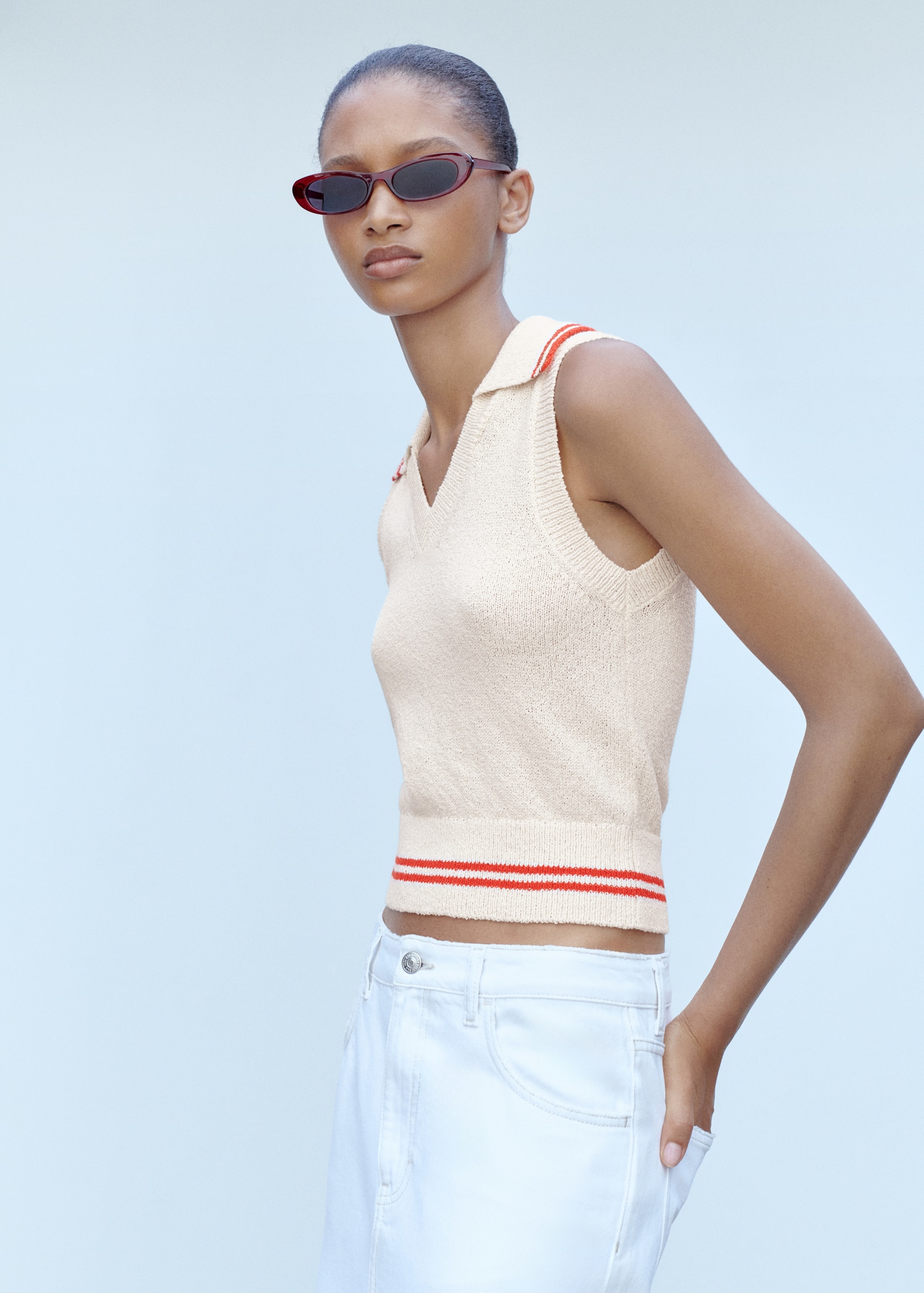 Women Striped Knitted Cotton Crop Top Women Striped Knitted Cotton Crop Top