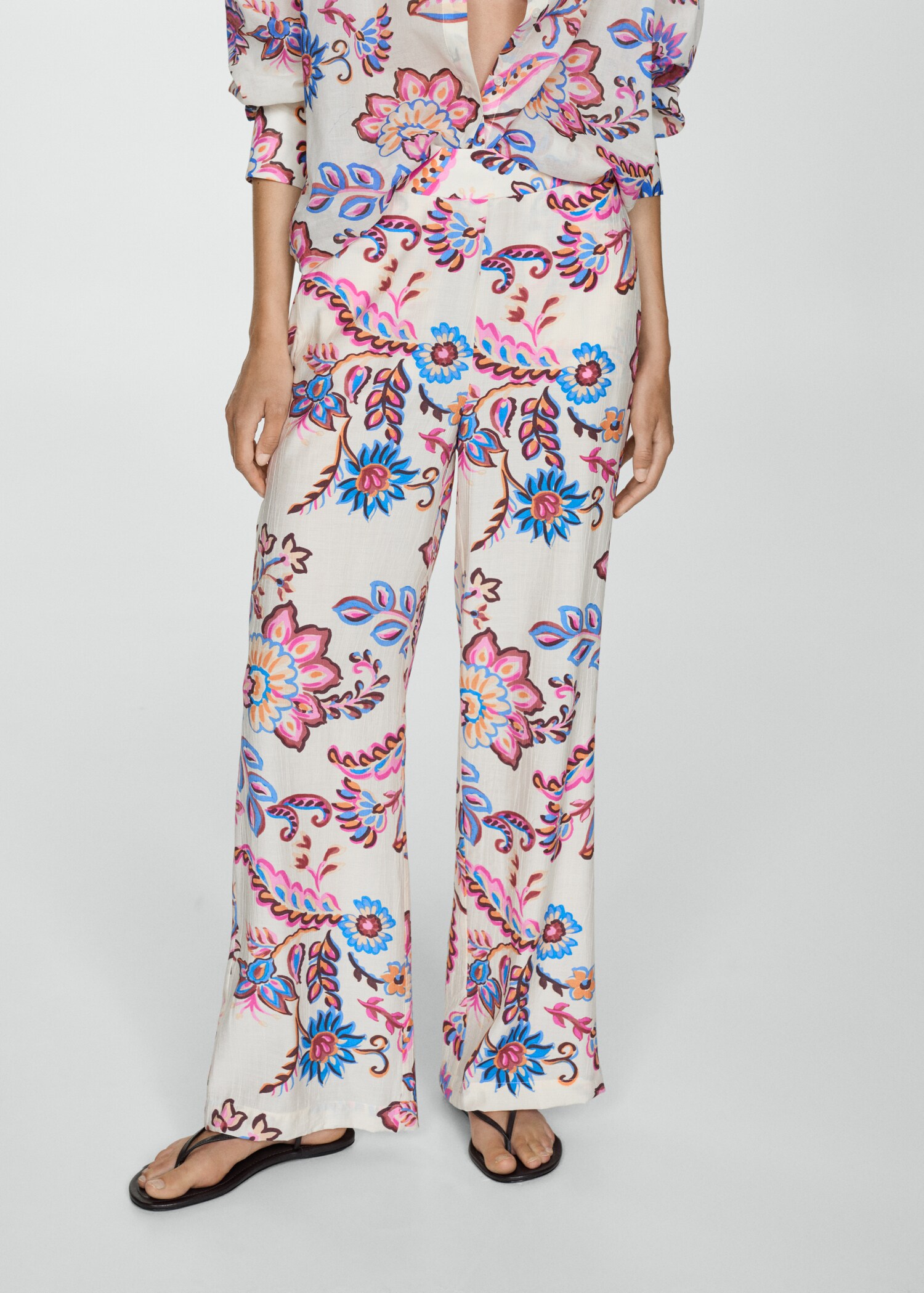 Floral print straight trousers - Medium plane