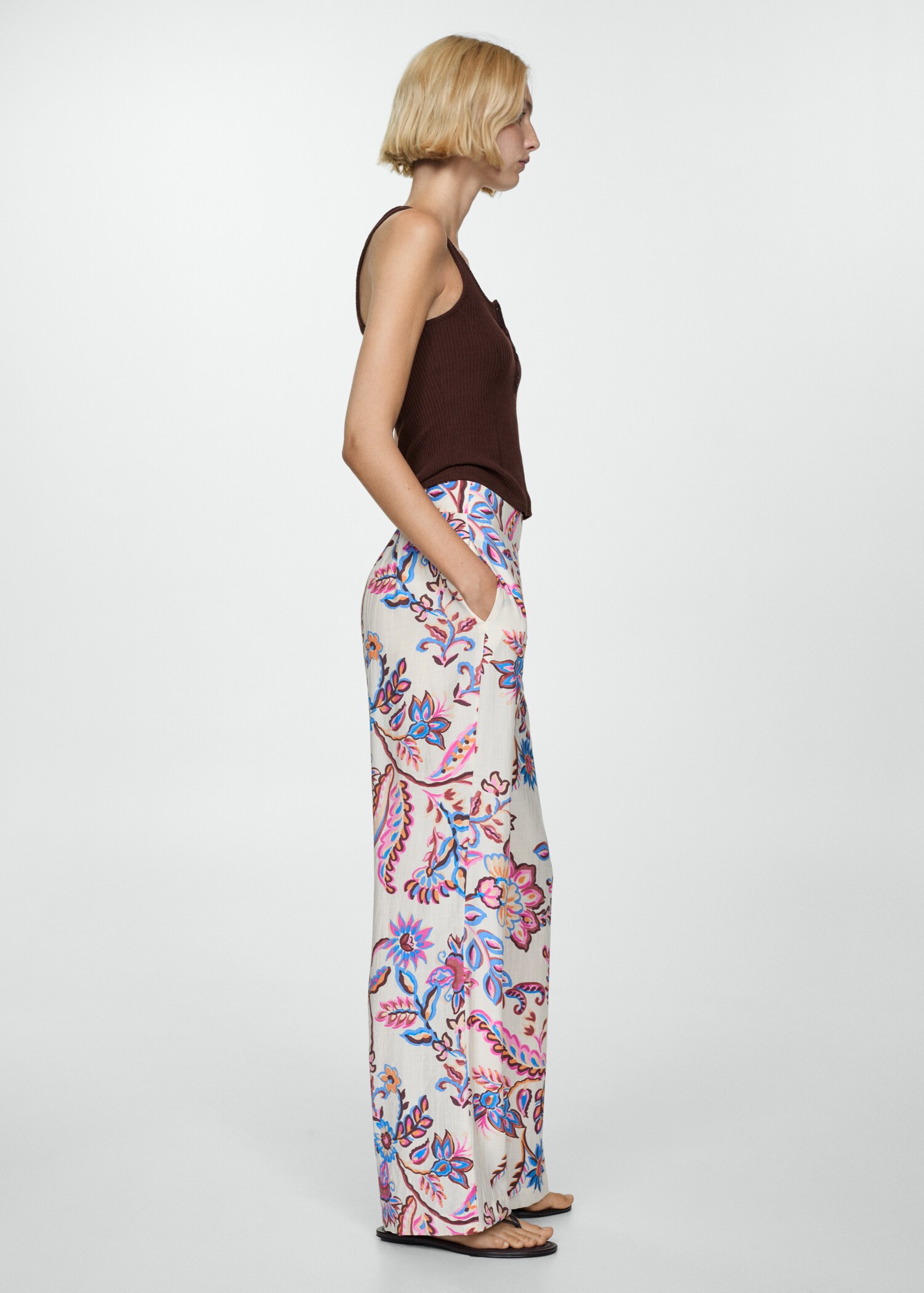 Floral print straight trousers - Details of the article 2