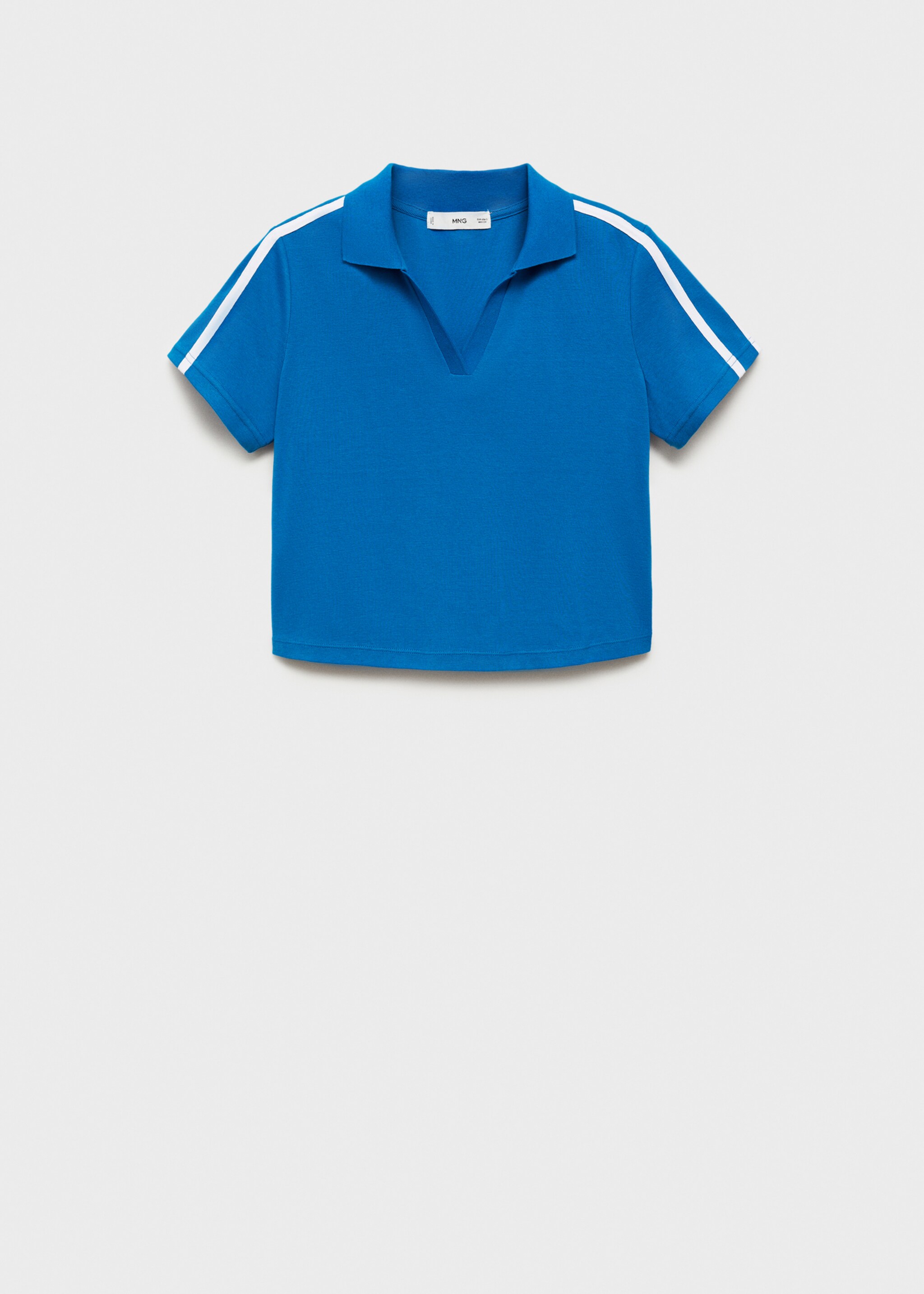 Contrasting stripes cotton polo shirt - Article without model, Blue. Ref: 77092926-00.