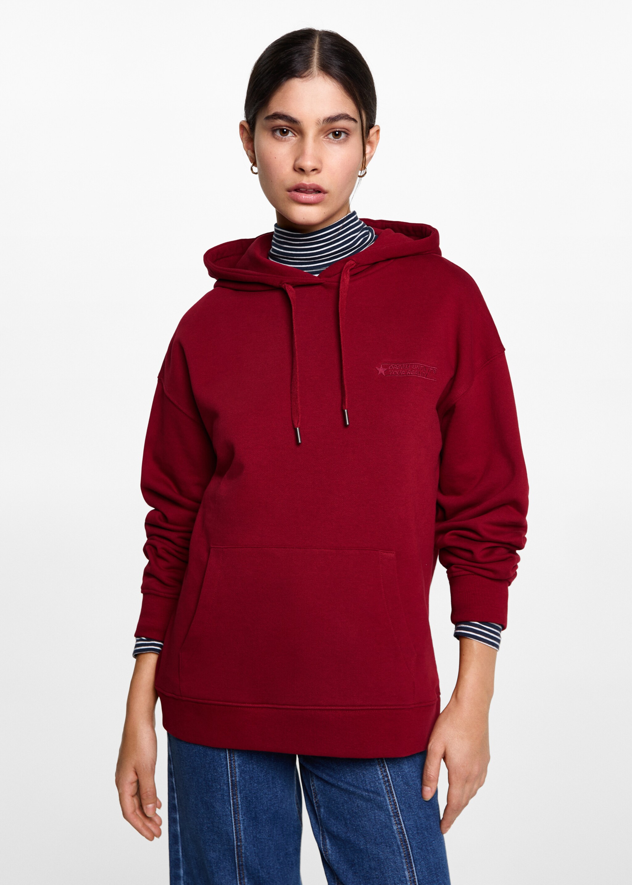 Embroidered detail cotton sweatshirt - Medium plane, Green. Ref: 77092931-00.