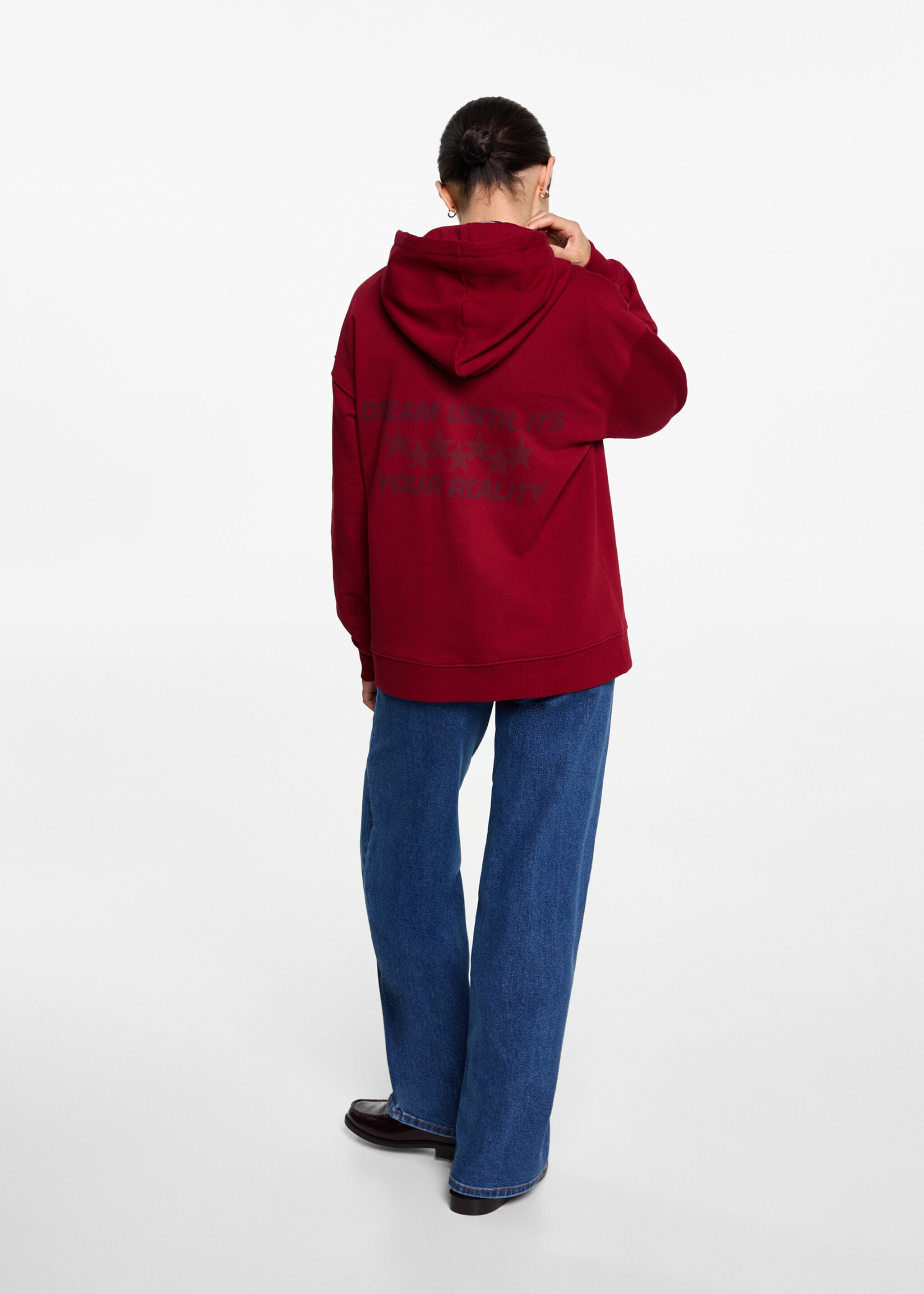 Embroidered detail cotton sweatshirt - Reverse of the article, Green. Ref: 77092931-00.