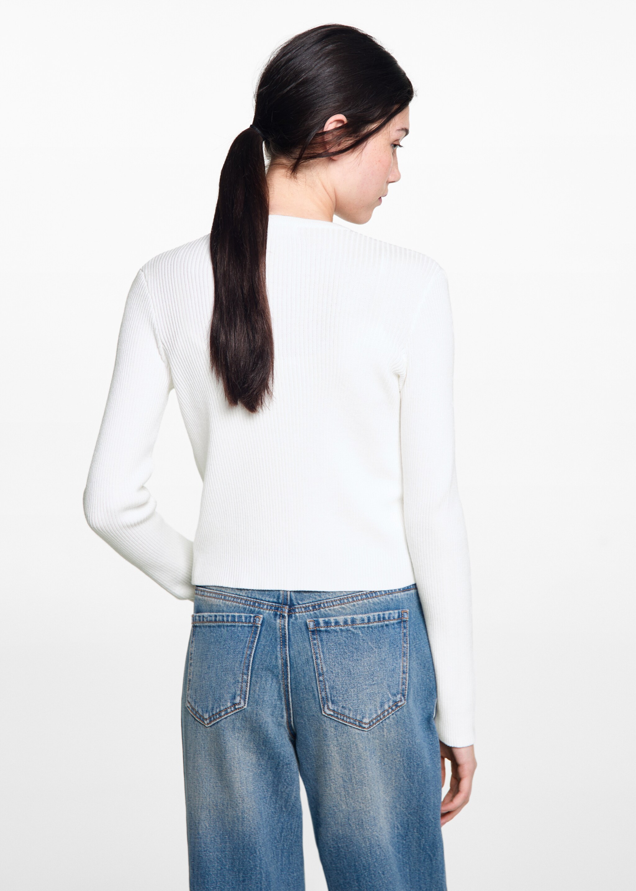 Button knit cardigan - Reverse of the article, Off White. Ref: 77092932-00.