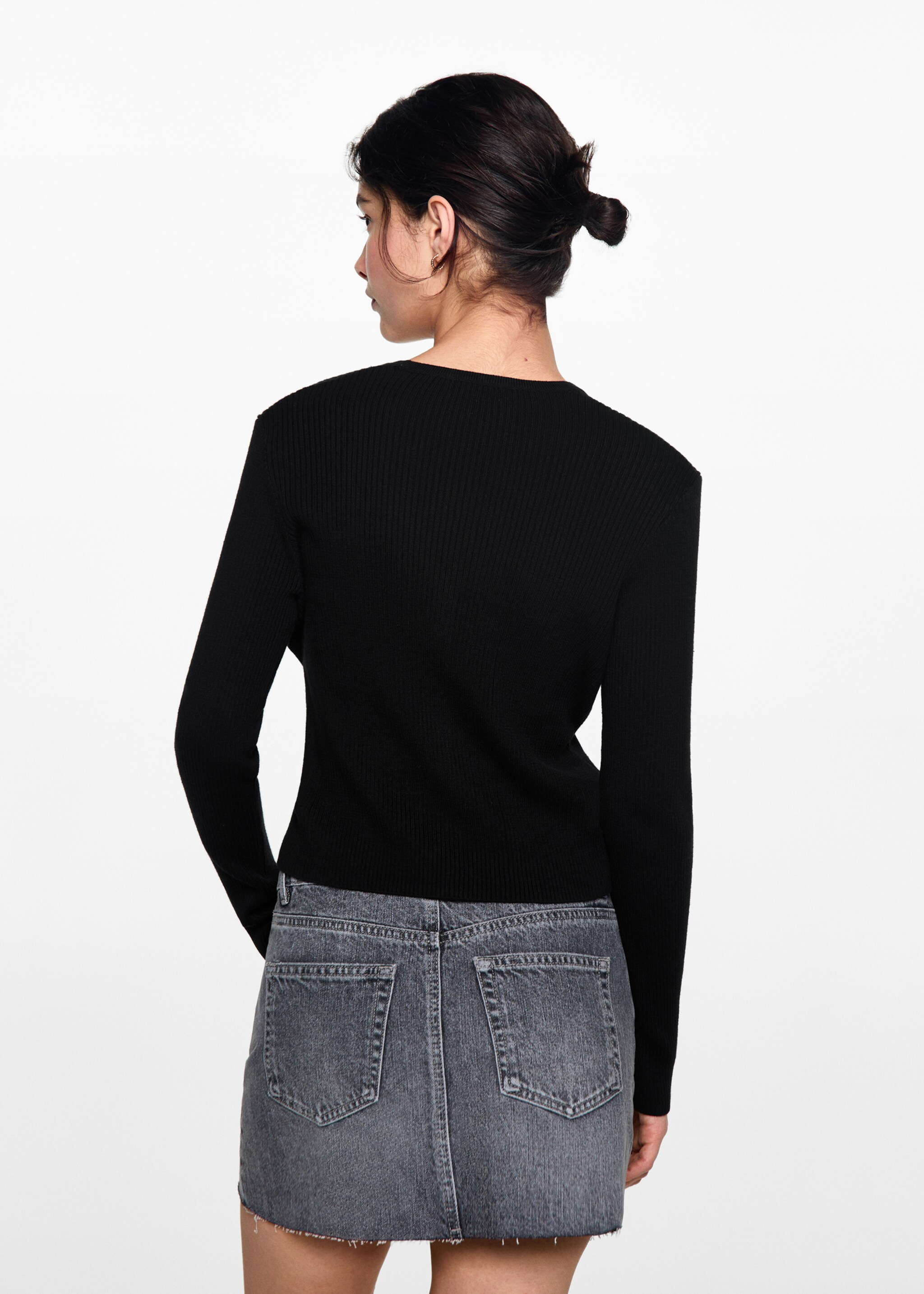 Button knit cardigan - Reverse of the article, Black. Ref: 77092932-00.