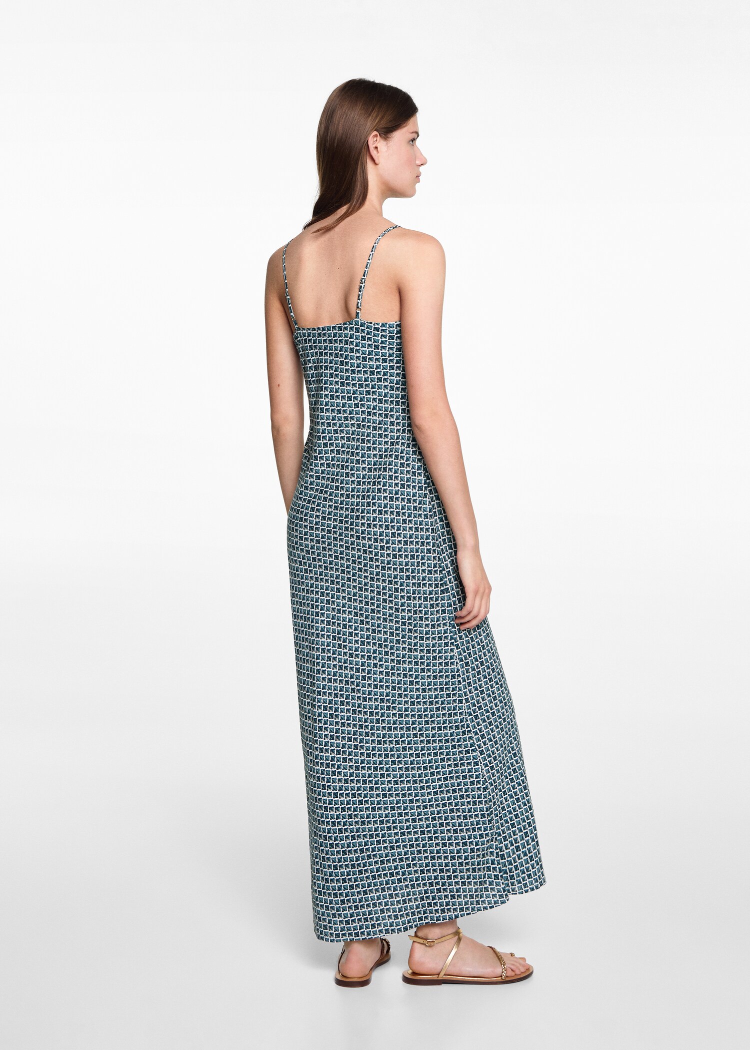 Langes, bedrucktes Kleid - Rückseite des Artikels