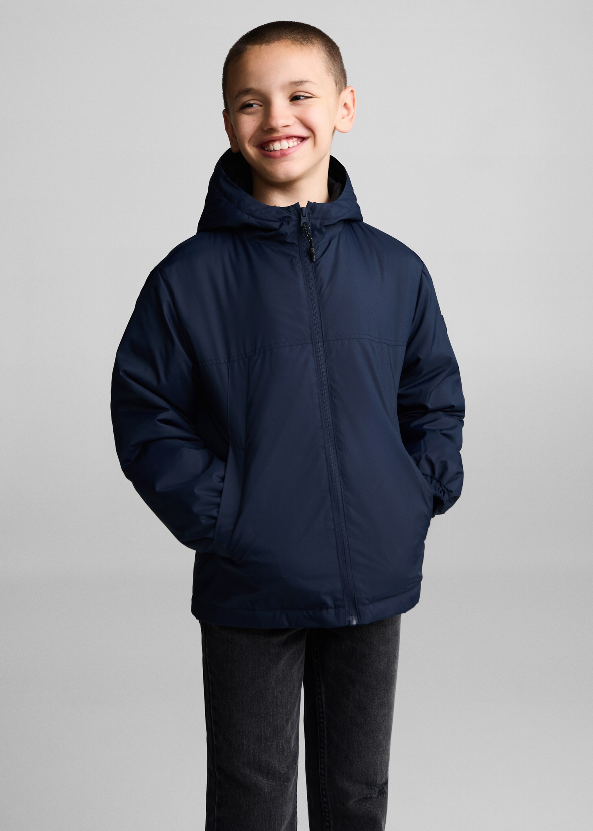 Hooded coat - Medium plane, Dark Navy. Ref: 77093265-00.