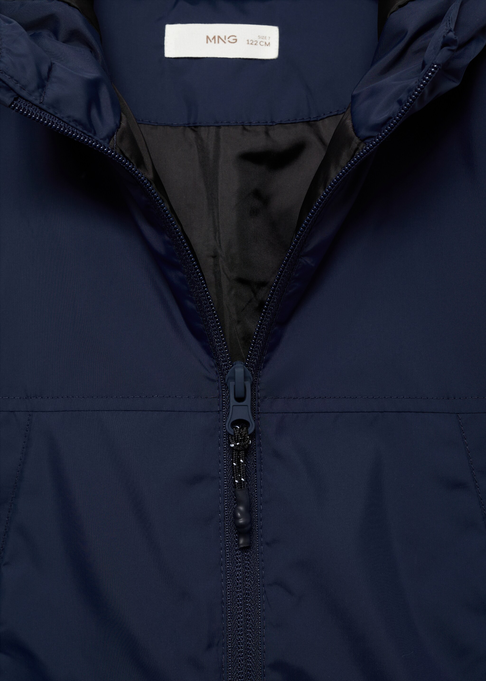 Hooded coat - Details of the article 8, Dark Navy. Ref: 77093265-00.