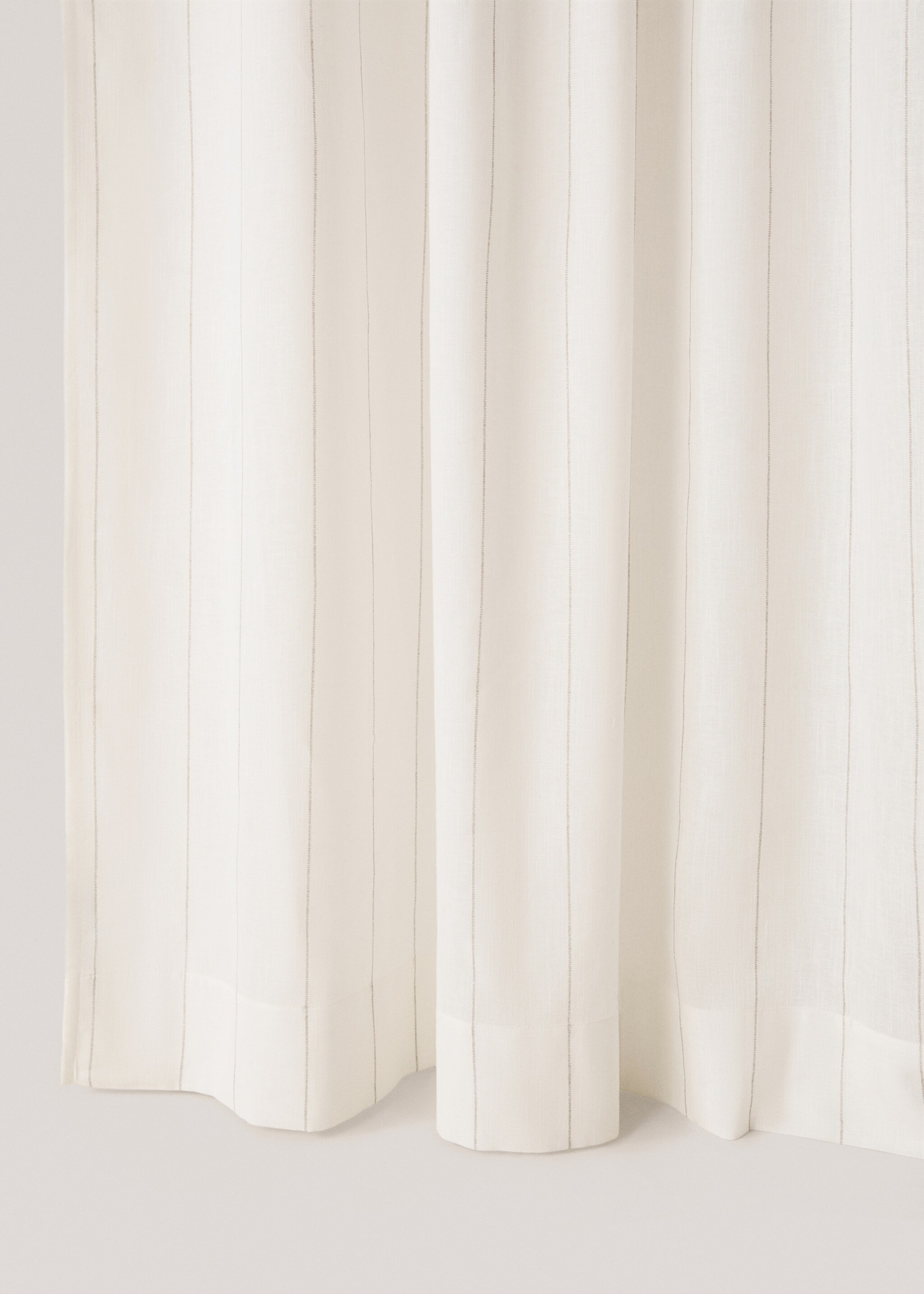 Striped cotton curtain - Details of the article 2, Off White. Ref: 77093270-00.