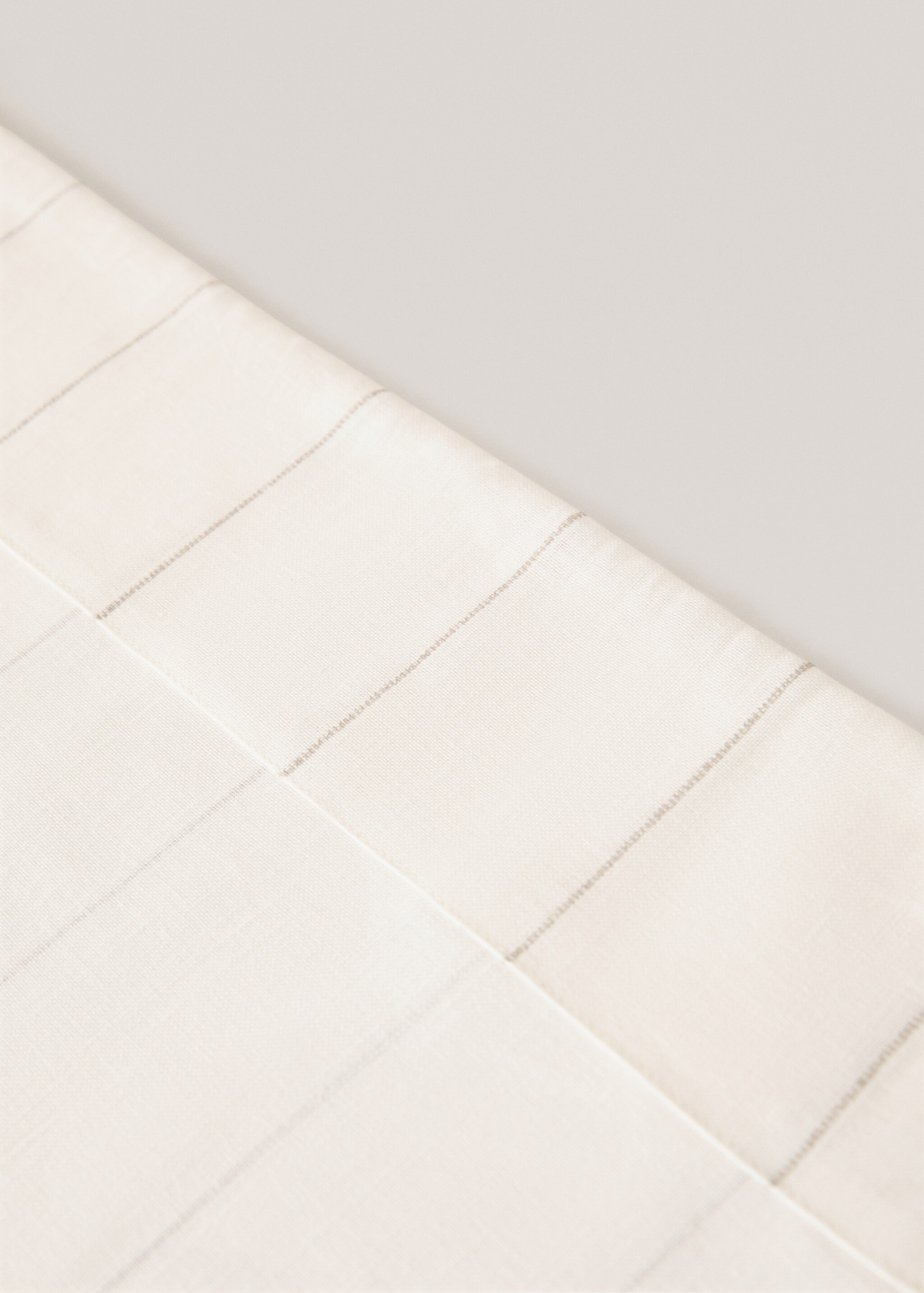 Striped cotton curtain - Details of the article 3, Off White. Ref: 77093270-00.