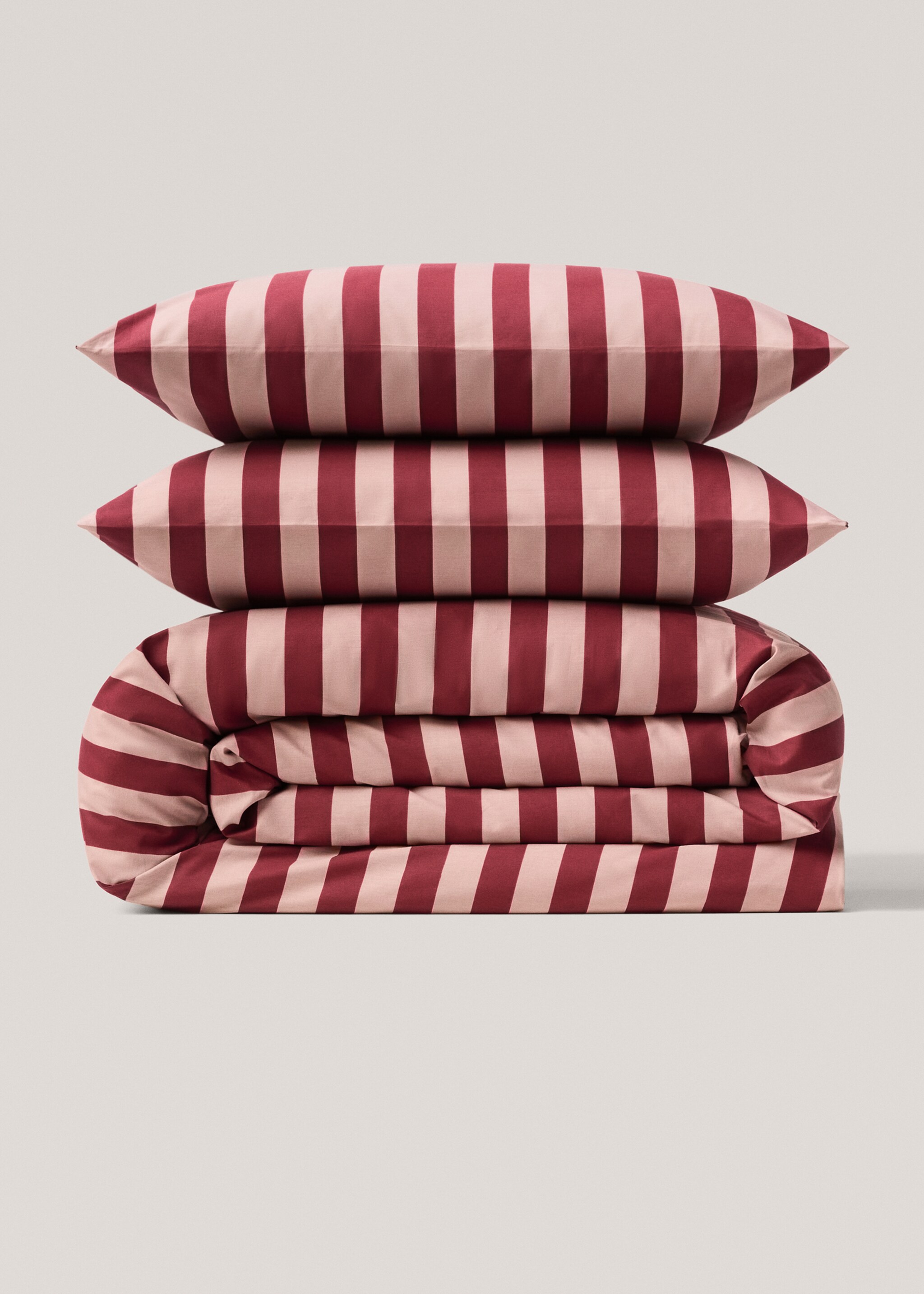 Percale cotton Kodak-striped duvet cover for 90cm bed - Article without model, Pink. Ref: 77093274-00.