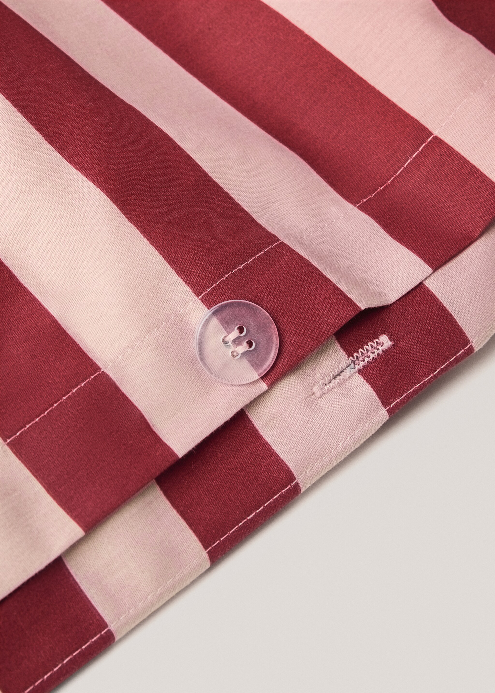 Percale cotton Kodak-striped duvet cover for 90cm bed - Details of the article 1, Pink. Ref: 77093274-00.