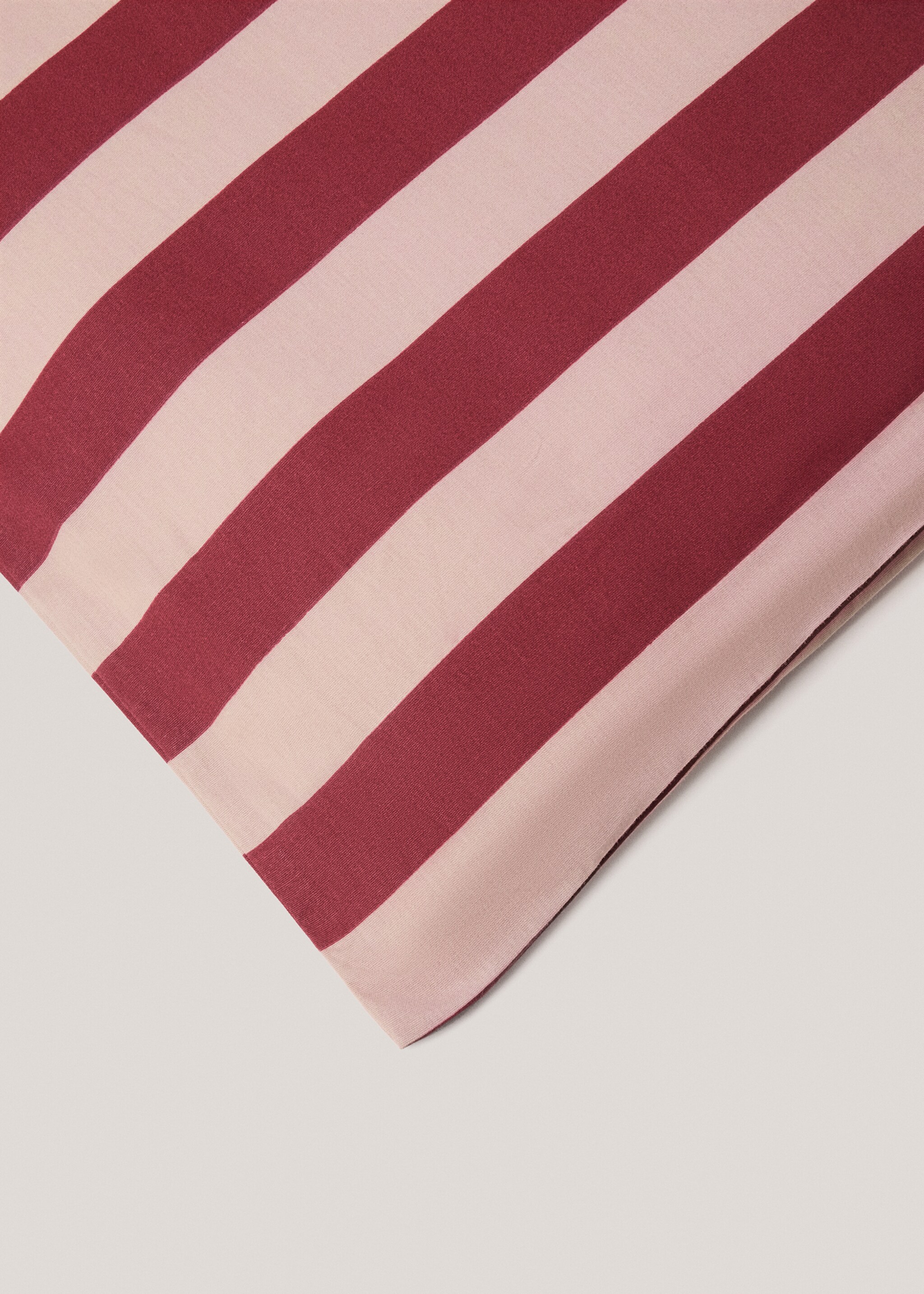 Percale cotton Kodak-striped duvet cover for 90cm bed - Details of the article 2, Pink. Ref: 77093274-00.