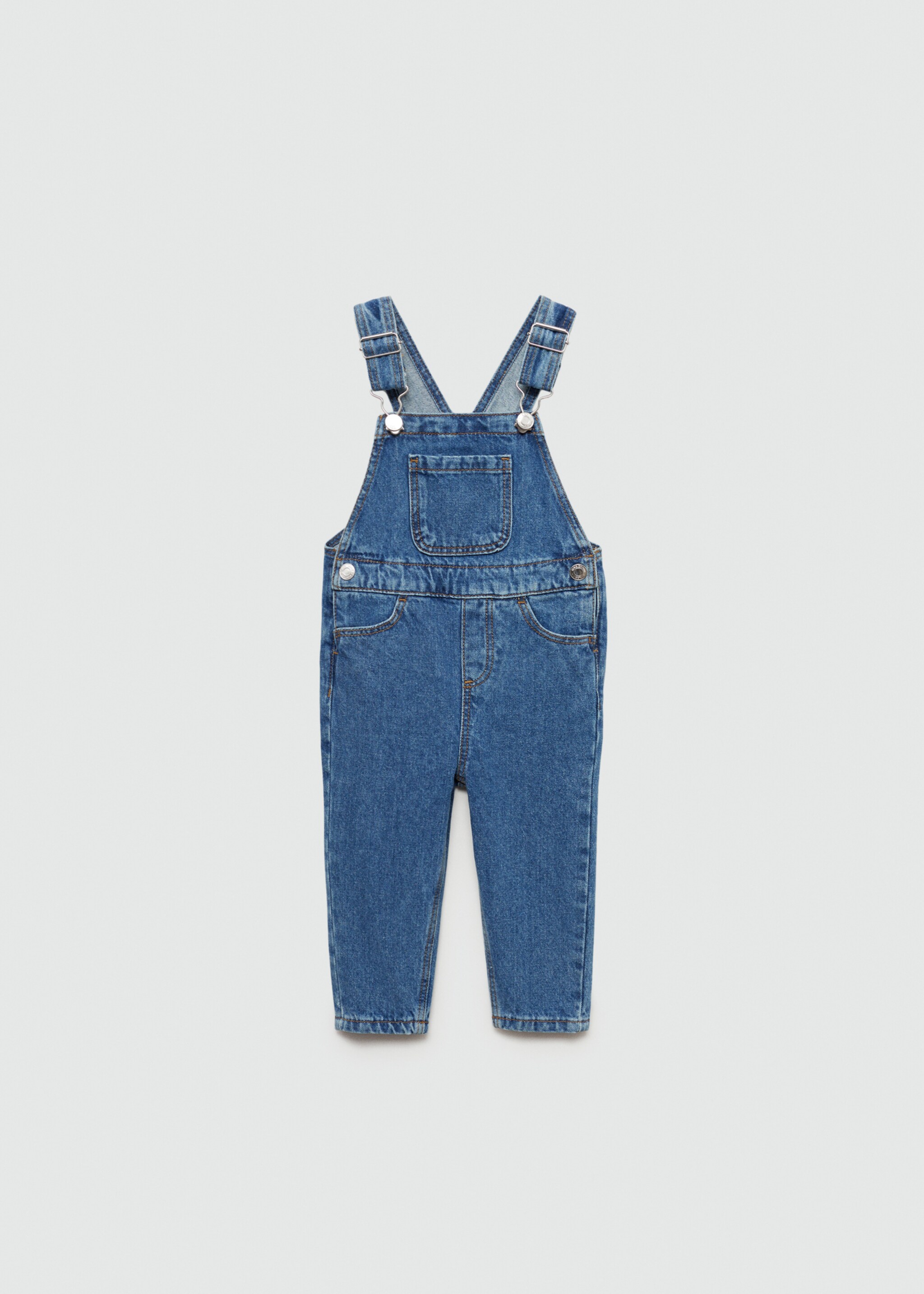 Lange Jeanslatzhose - Artikel ohne Model, Mittelblau. Ref: 77093276-00.