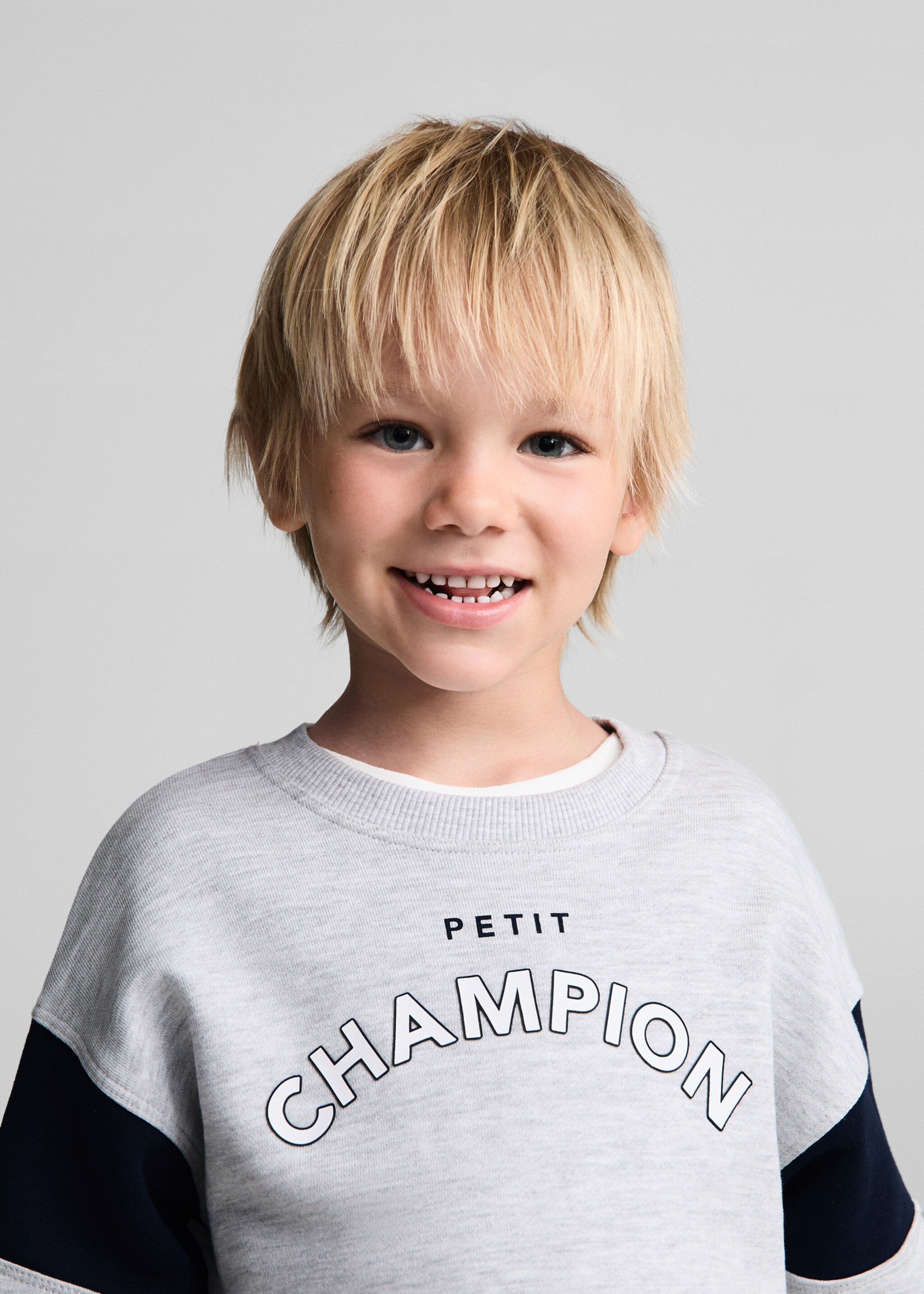 Sweat-shirt imprimé message - Détail de l'article 1, Gris chiné moyen. Ref: 77093277-00.