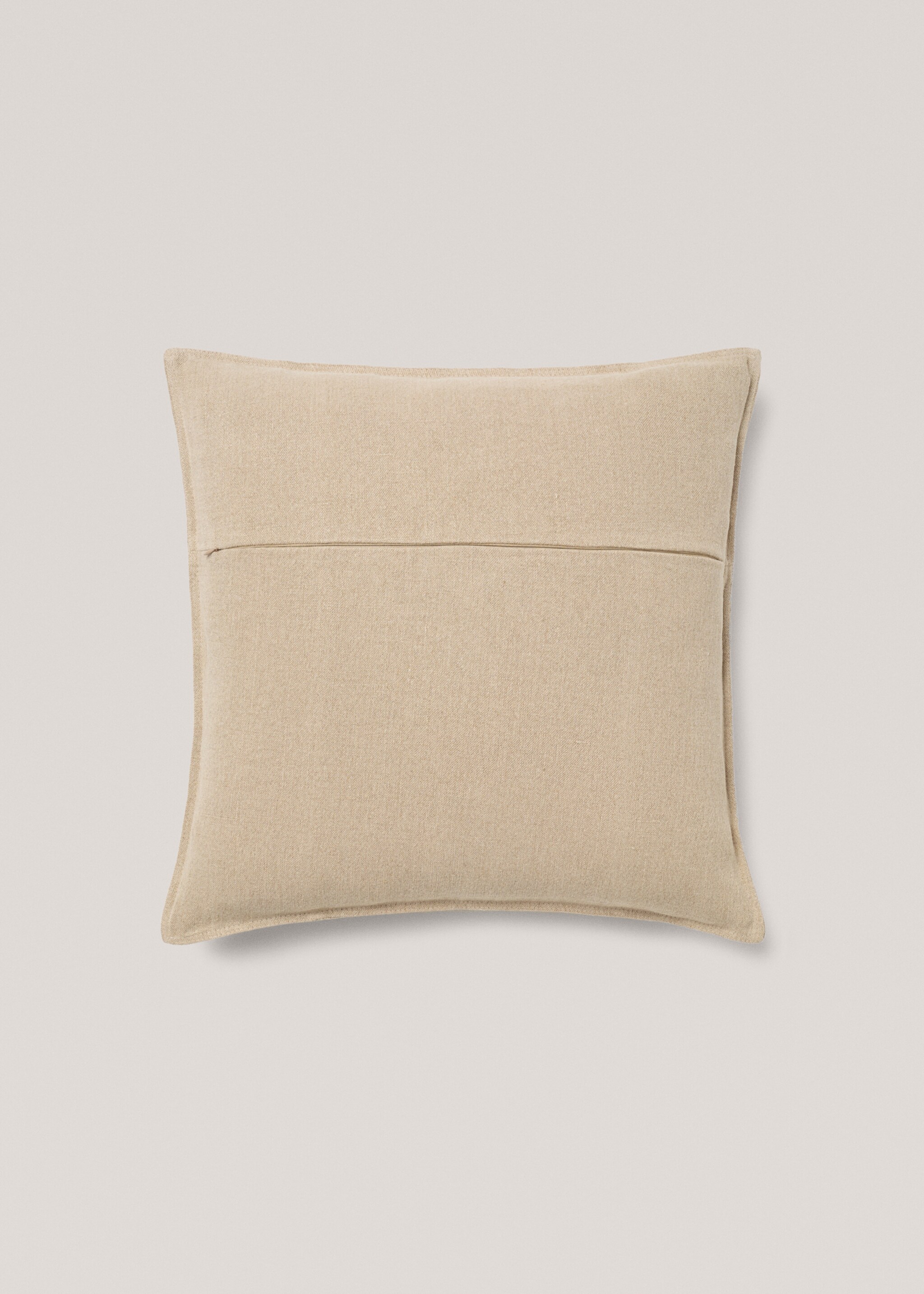 Linen stitched cushion cover 60x60cm - Details of the article 1, Beige. Ref: 77093284-00.