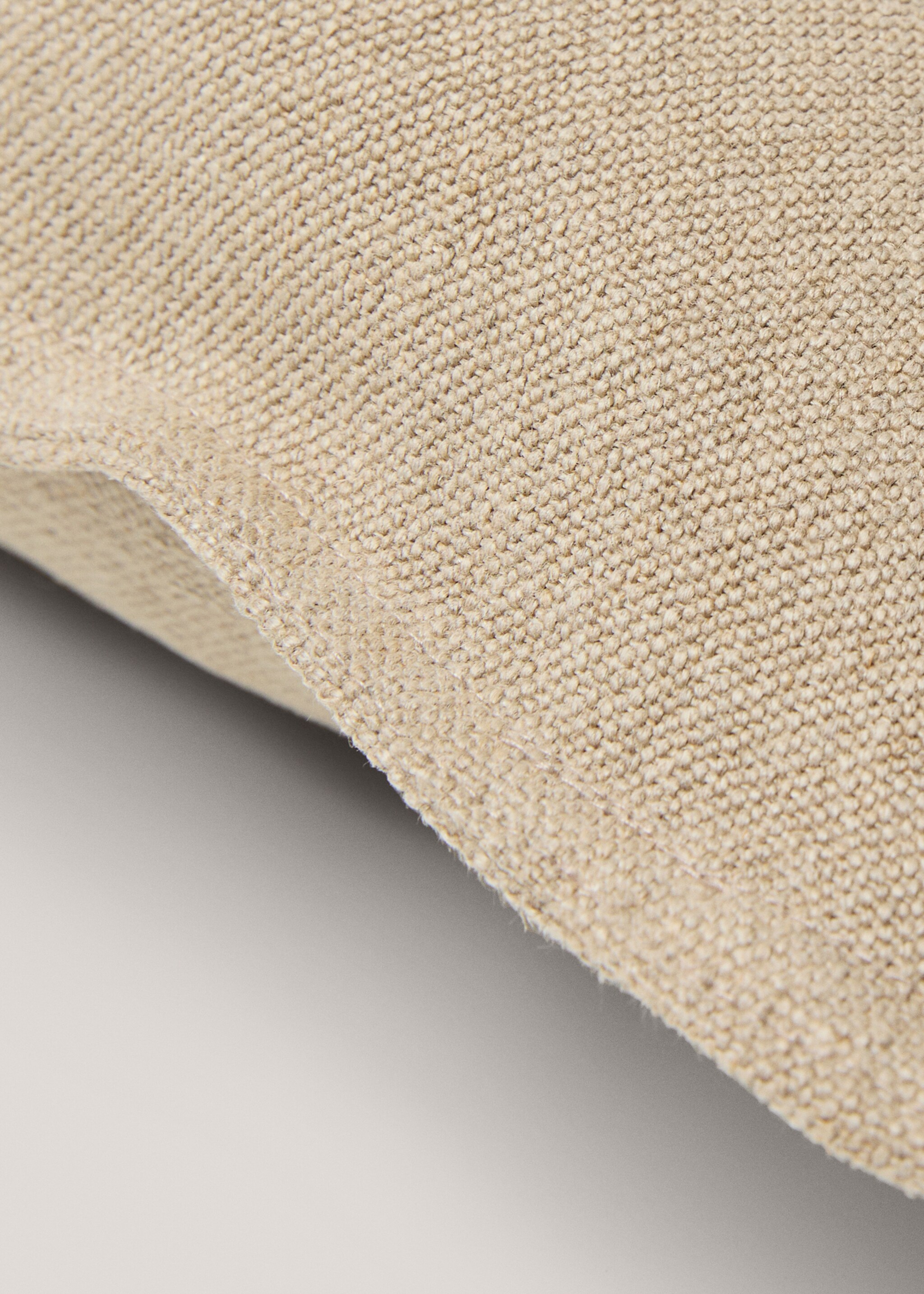 Linen stitched cushion cover 60x60cm - Details of the article 2, Beige. Ref: 77093284-00.