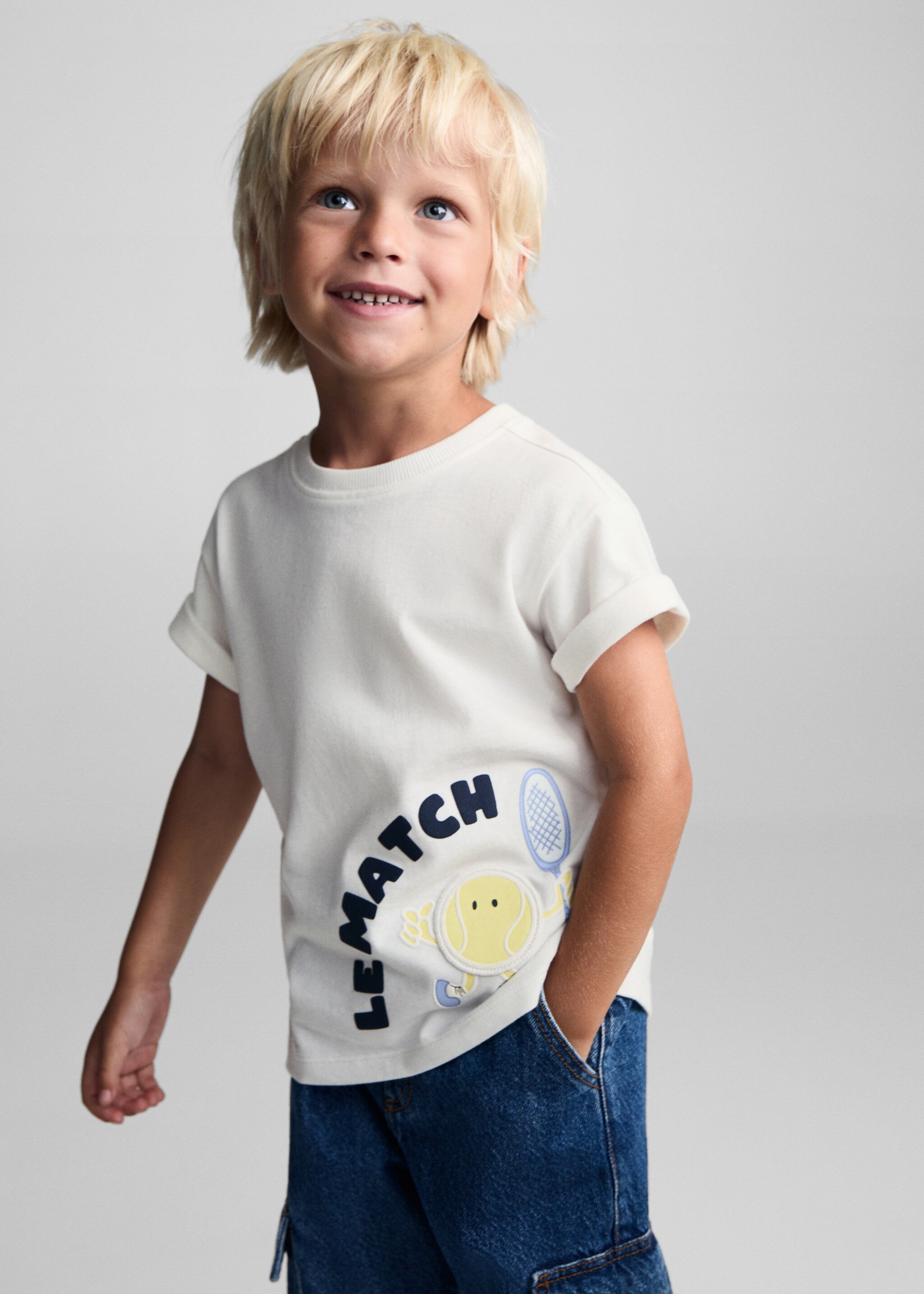 Printed cotton-blend t-shirt - Medium plane