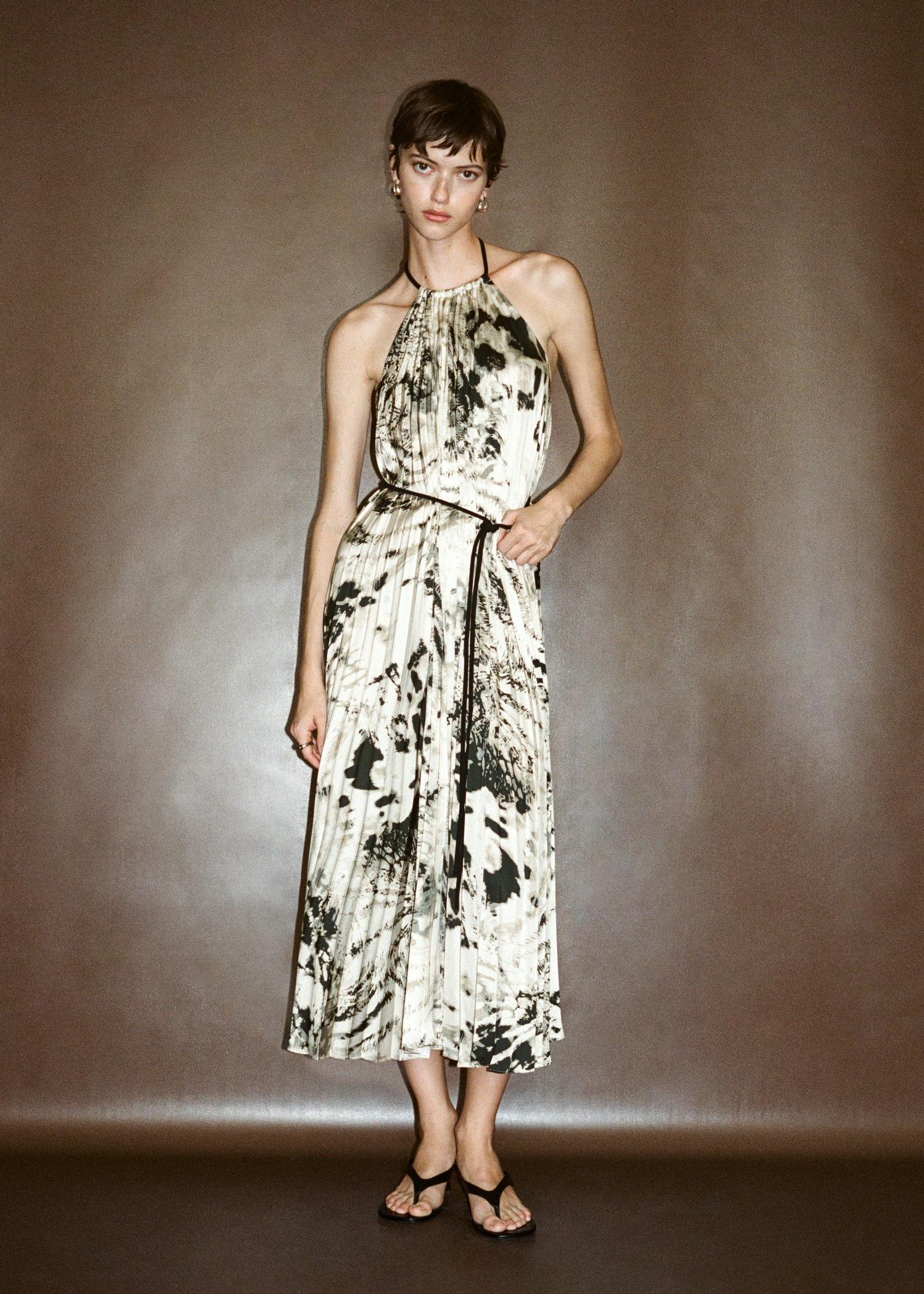 Plisséjurk met animal print Dames MANGO OUTLET Nederland