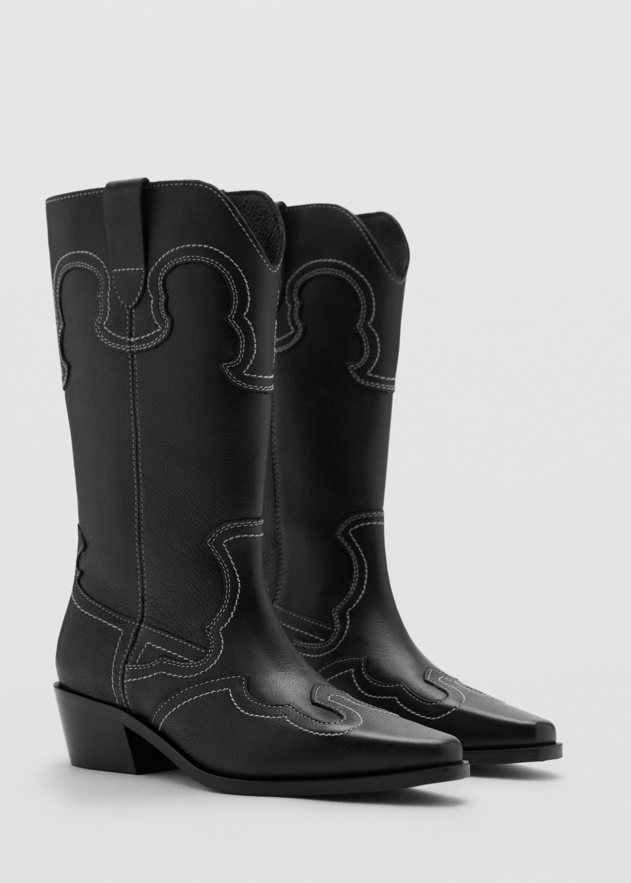 Cowboy leather boots - Medium plane, Black. Ref: 77093665-00.