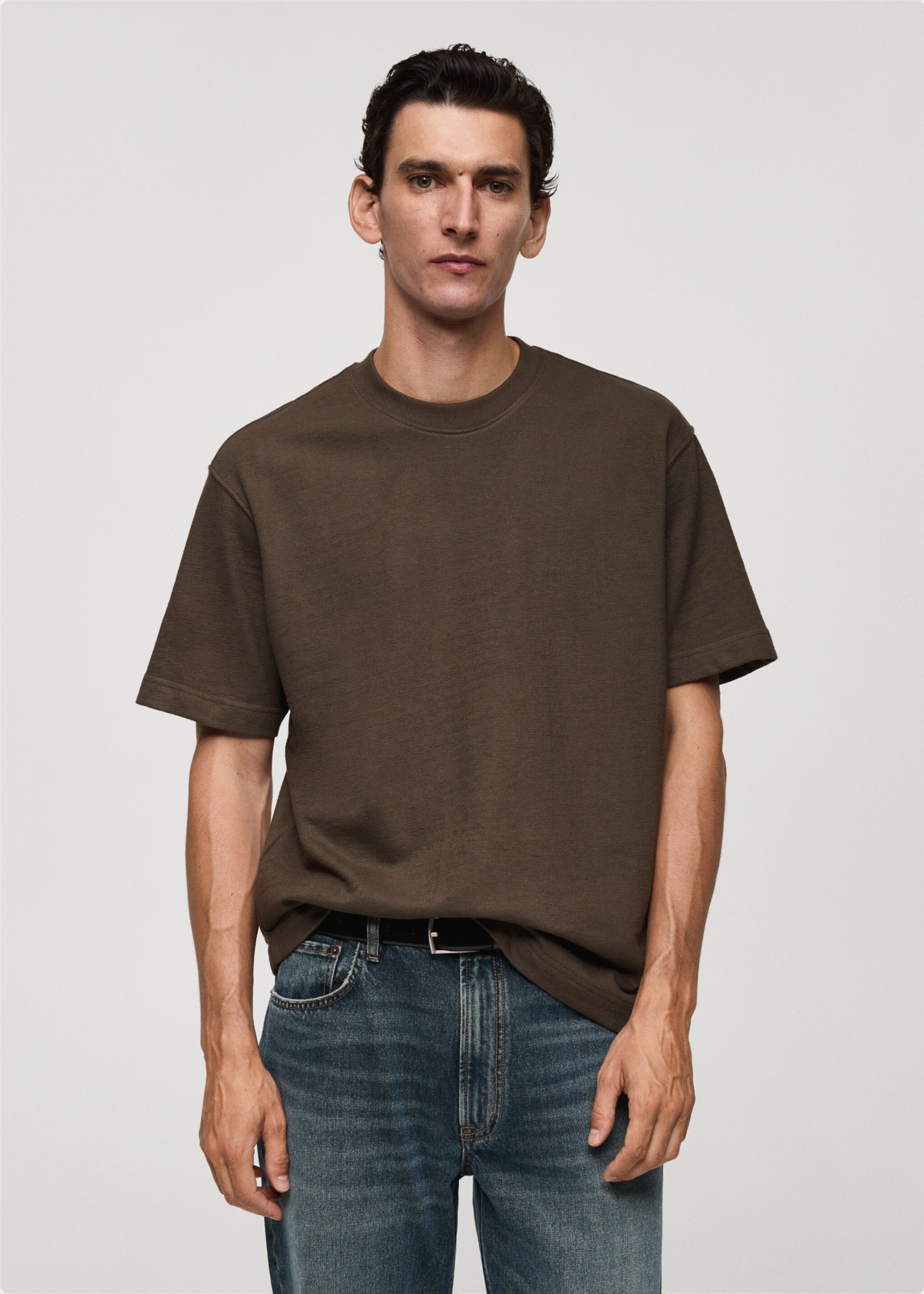 100% cotton relaxed-fit t-shirt - Medium plane, Khaki. Ref: 77093673-00.