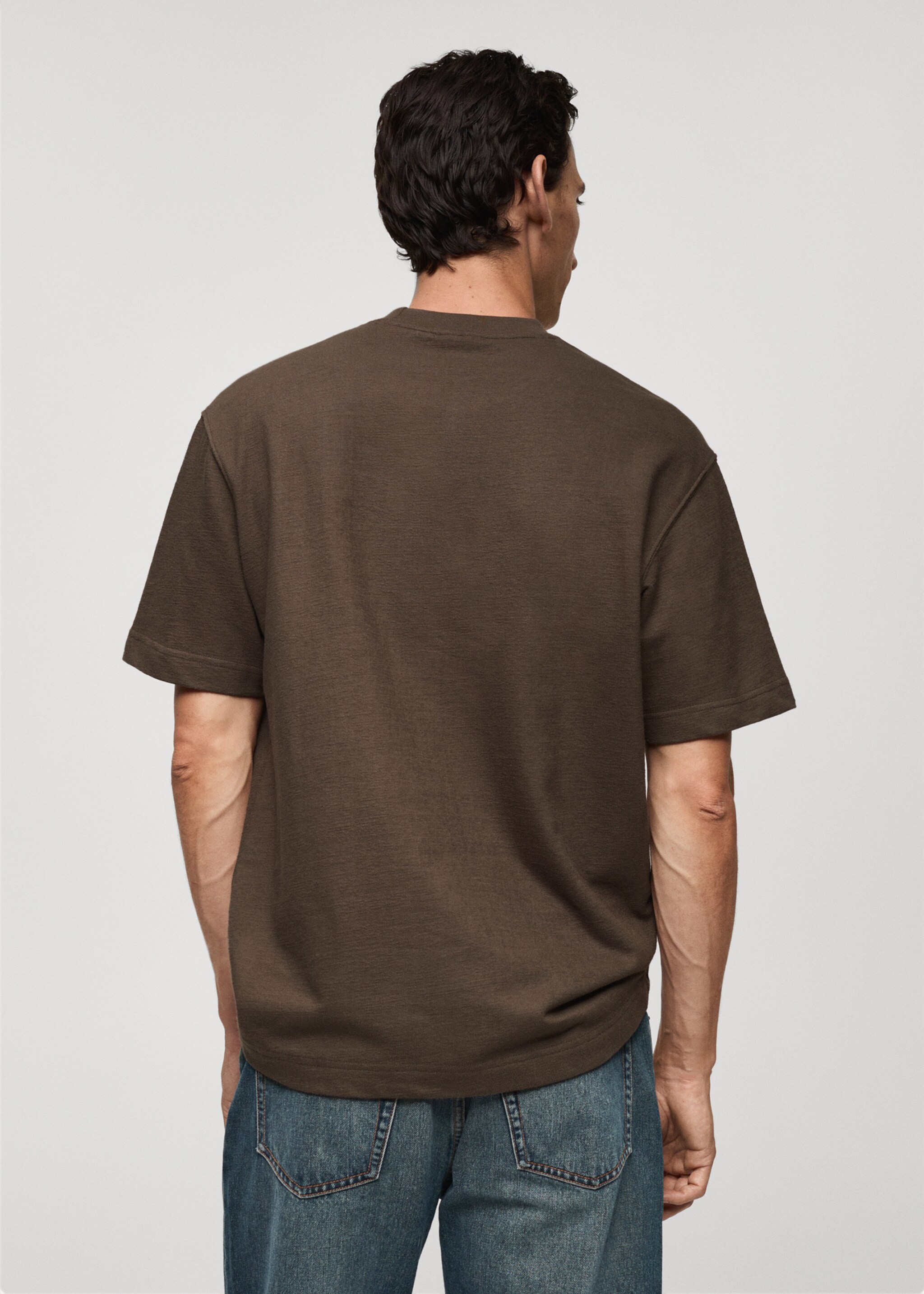100% cotton relaxed-fit t-shirt - Reverse of the article, Khaki. Ref: 77093673-00.