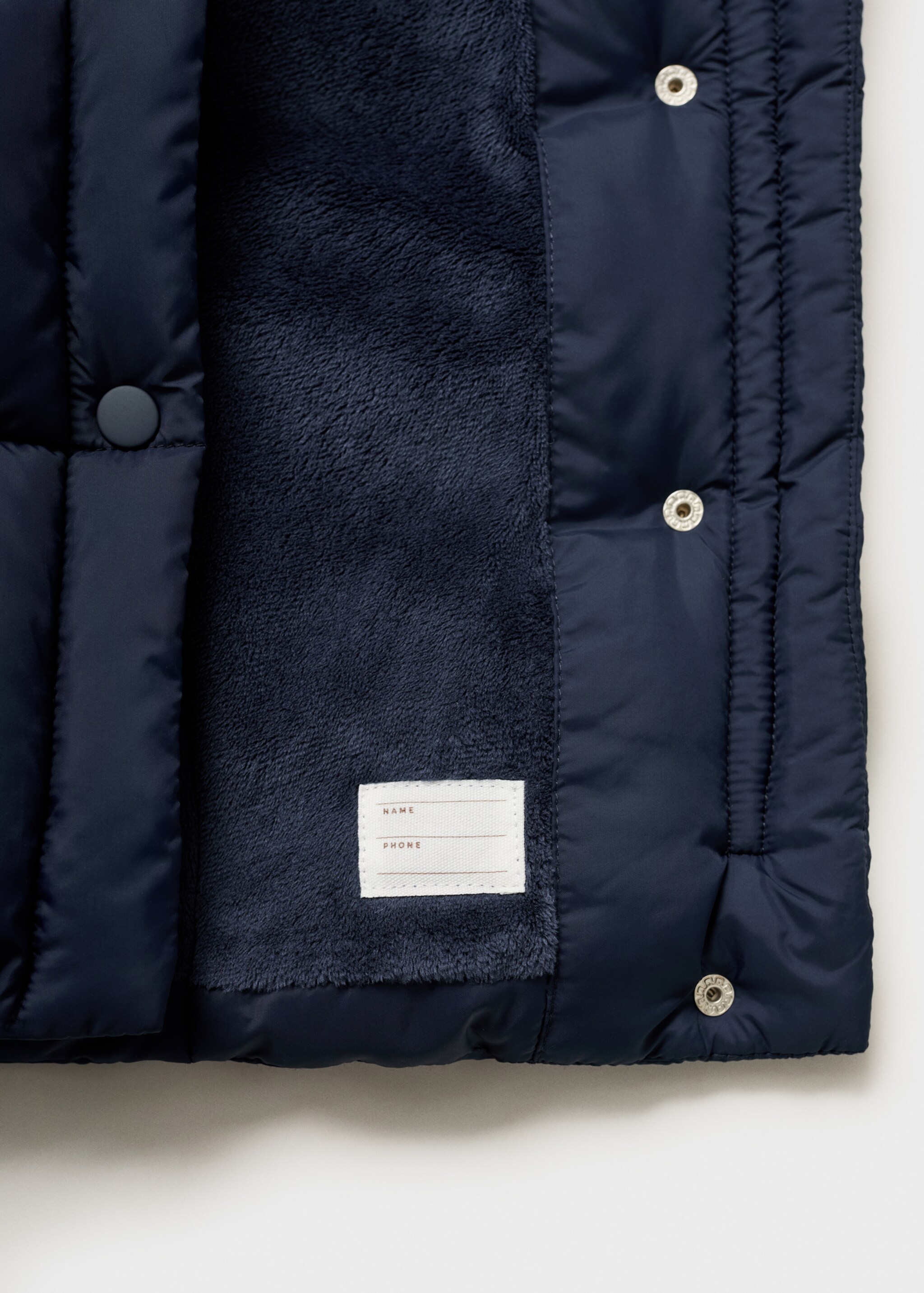 Hood quilted coat - Details of the article 0, Dark Navy. Ref: 77094009-00.