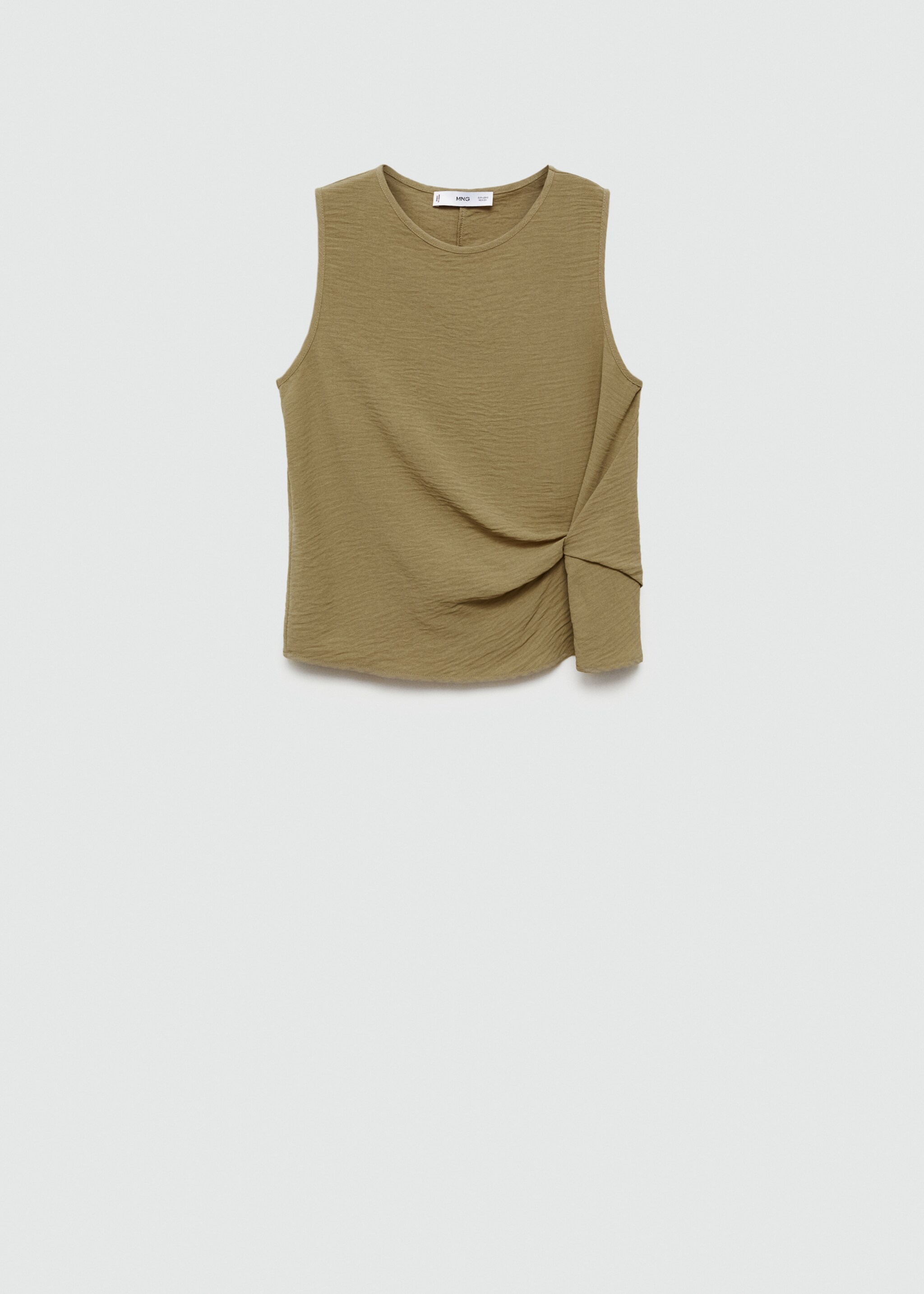 Textured top with knot detail - Article without model, Khaki. Ref: 77094011-00.