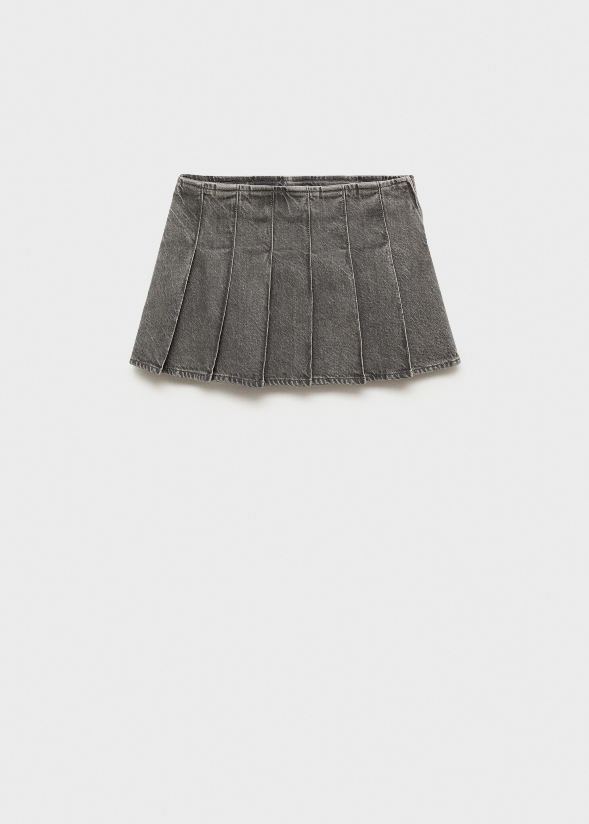 Denim minirok met plooien - Artikel zonder model, Grijs denim. Ref: 77094020-00.