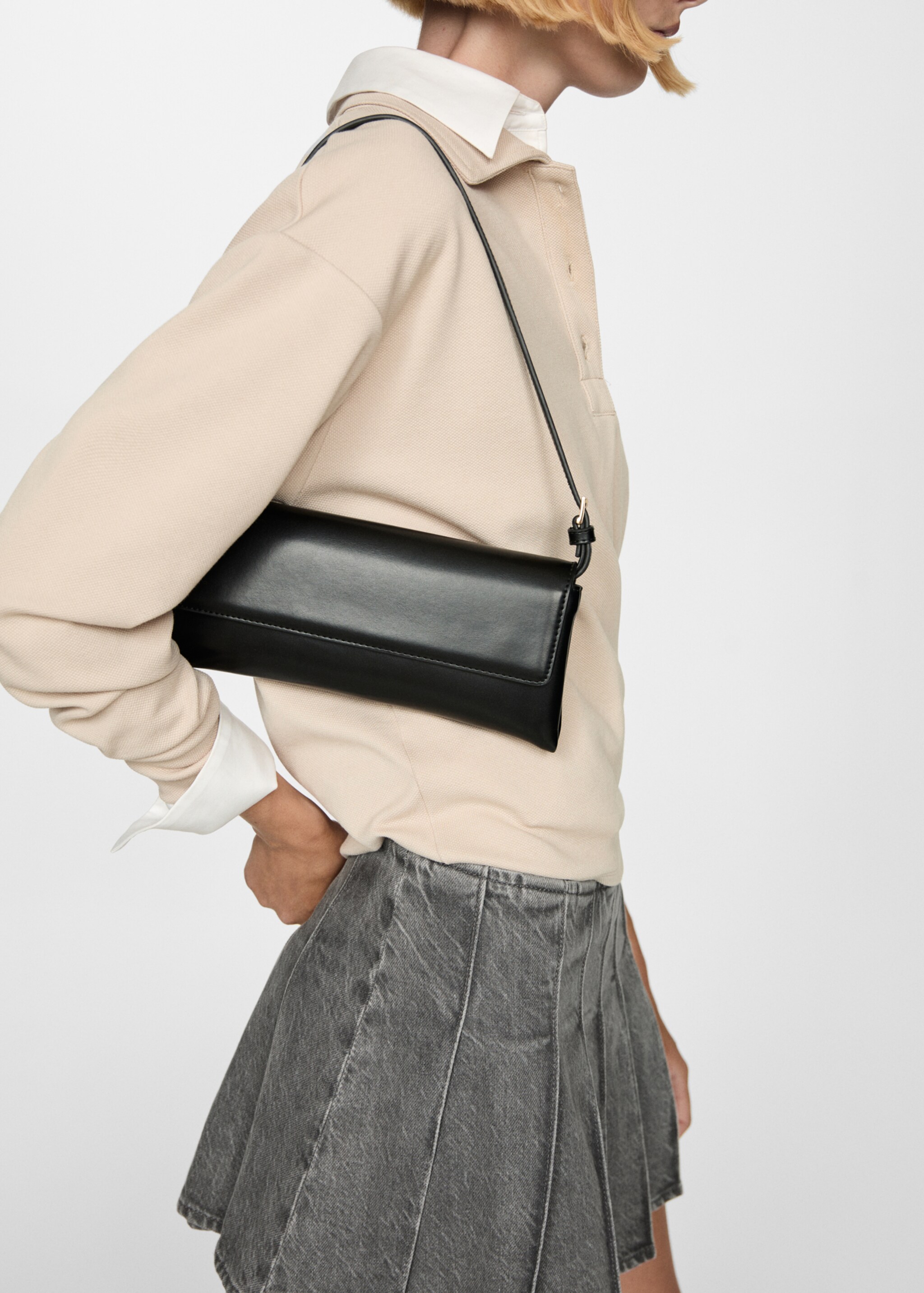 Denim minirok met plooien - Detail van het artikel 6, Grijs denim. Ref: 77094020-00.
