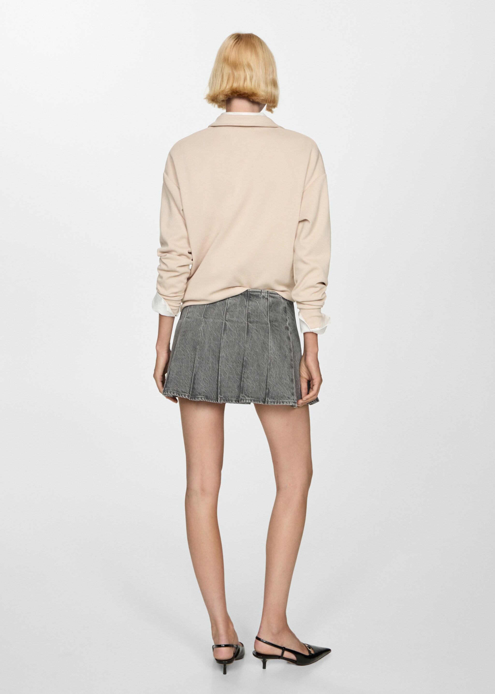 Denim minirok met plooien - Achterkant van het artikel, Grijs denim. Ref: 77094020-00.