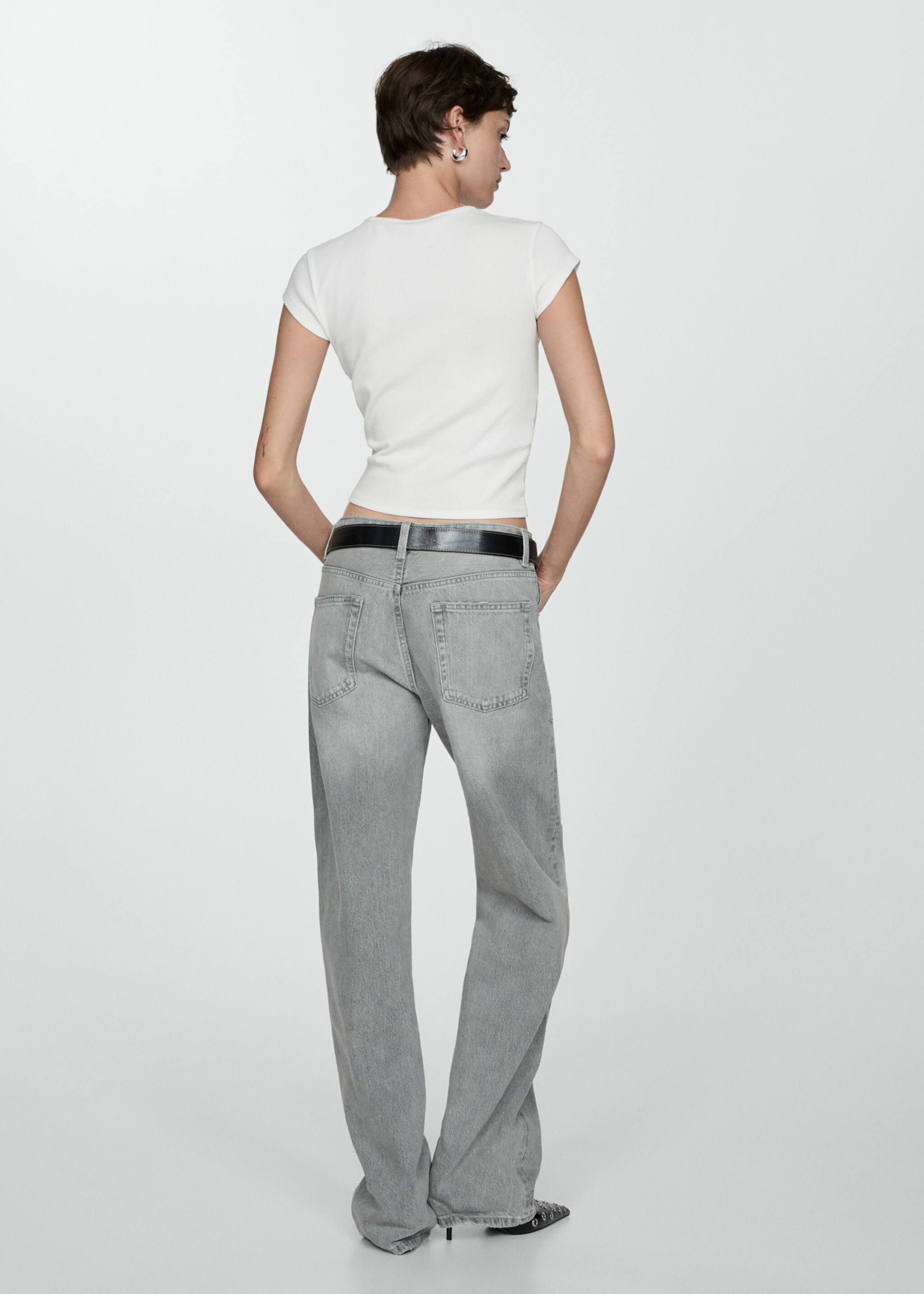 T-shirt manches courtes maille - Verso de l’article, Blanc. Ref: 77094026-00.