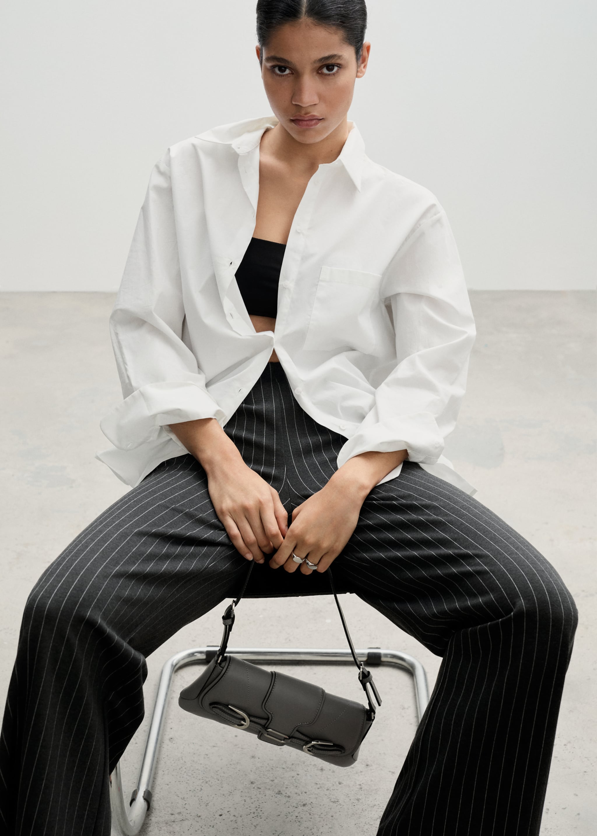 Rome-knit straight trousers - Details of the article 2, Grey. Ref: 77094031-00.