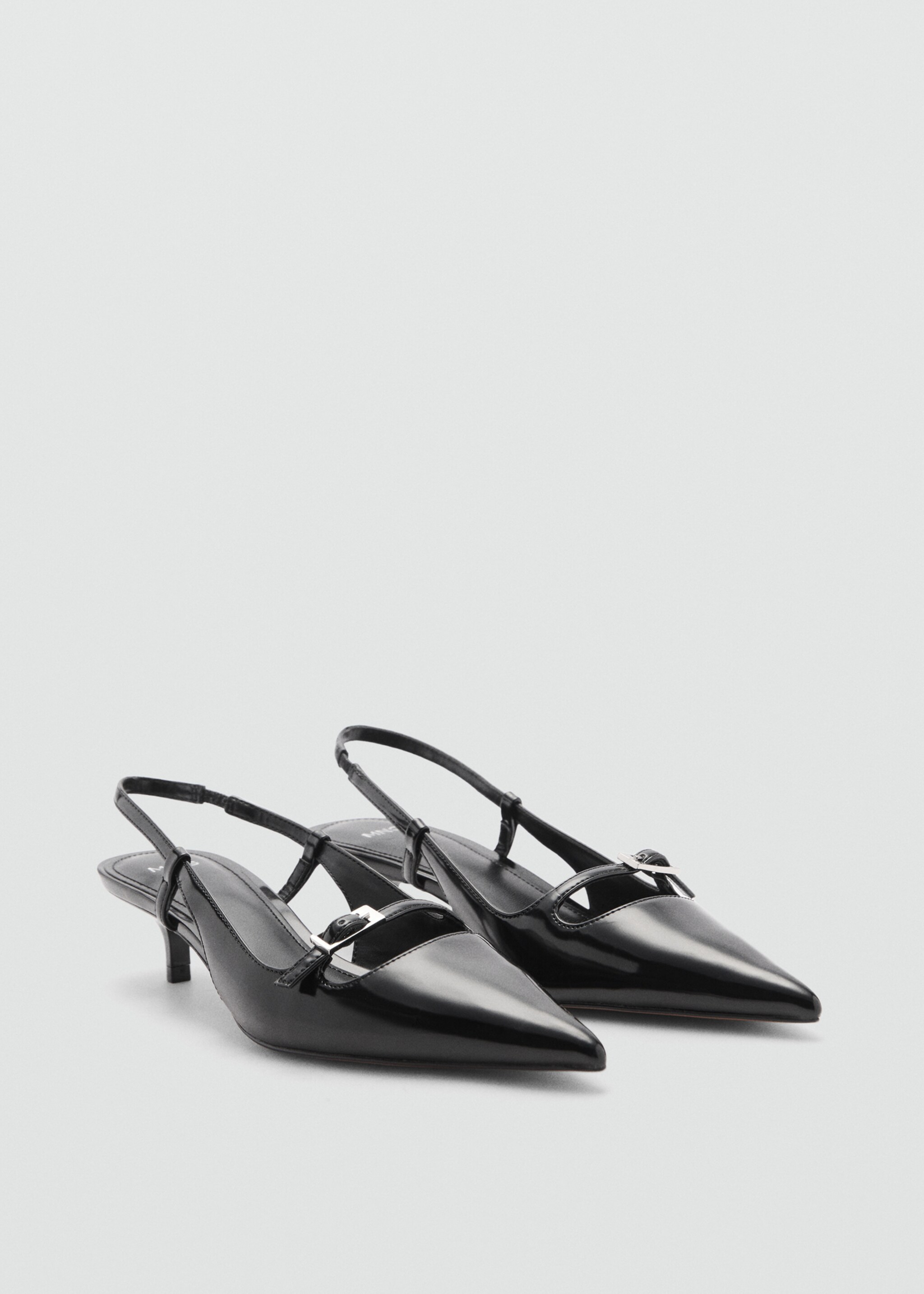 Slingback heeled shoes with buckle - Medium plane, Black. Ref: 77094032-00.