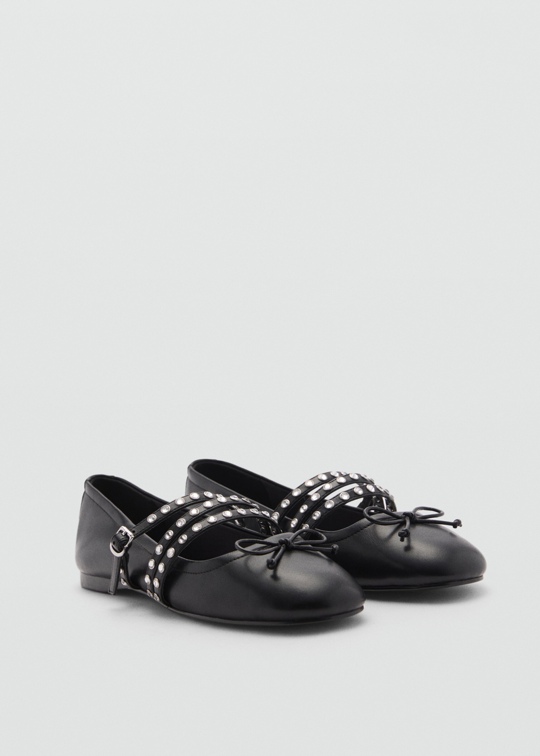 Studded ballet flats with straps - Medium plane, Black. Ref: 77094037-00.
