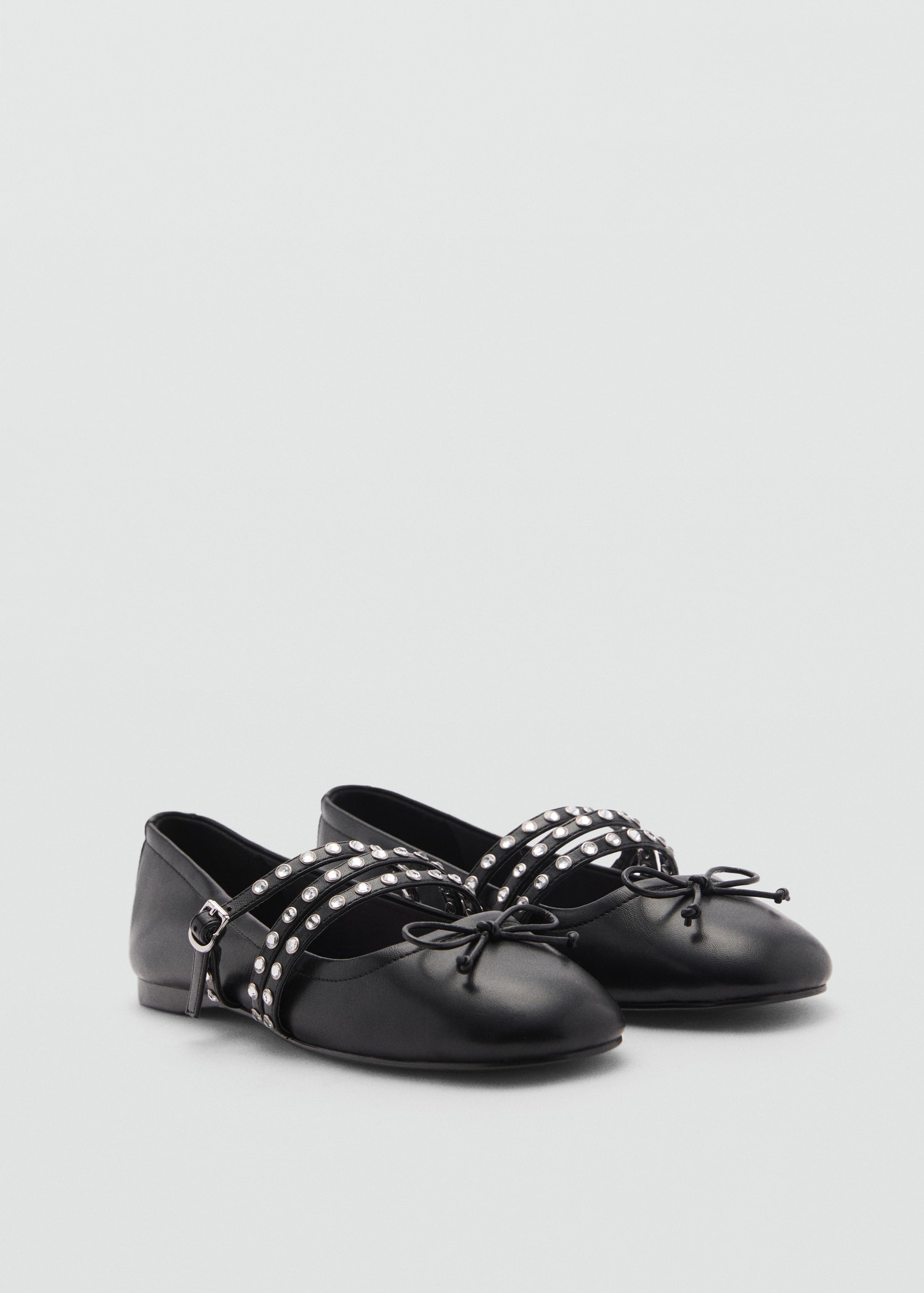 Studded ballet flats with straps - Medium plane