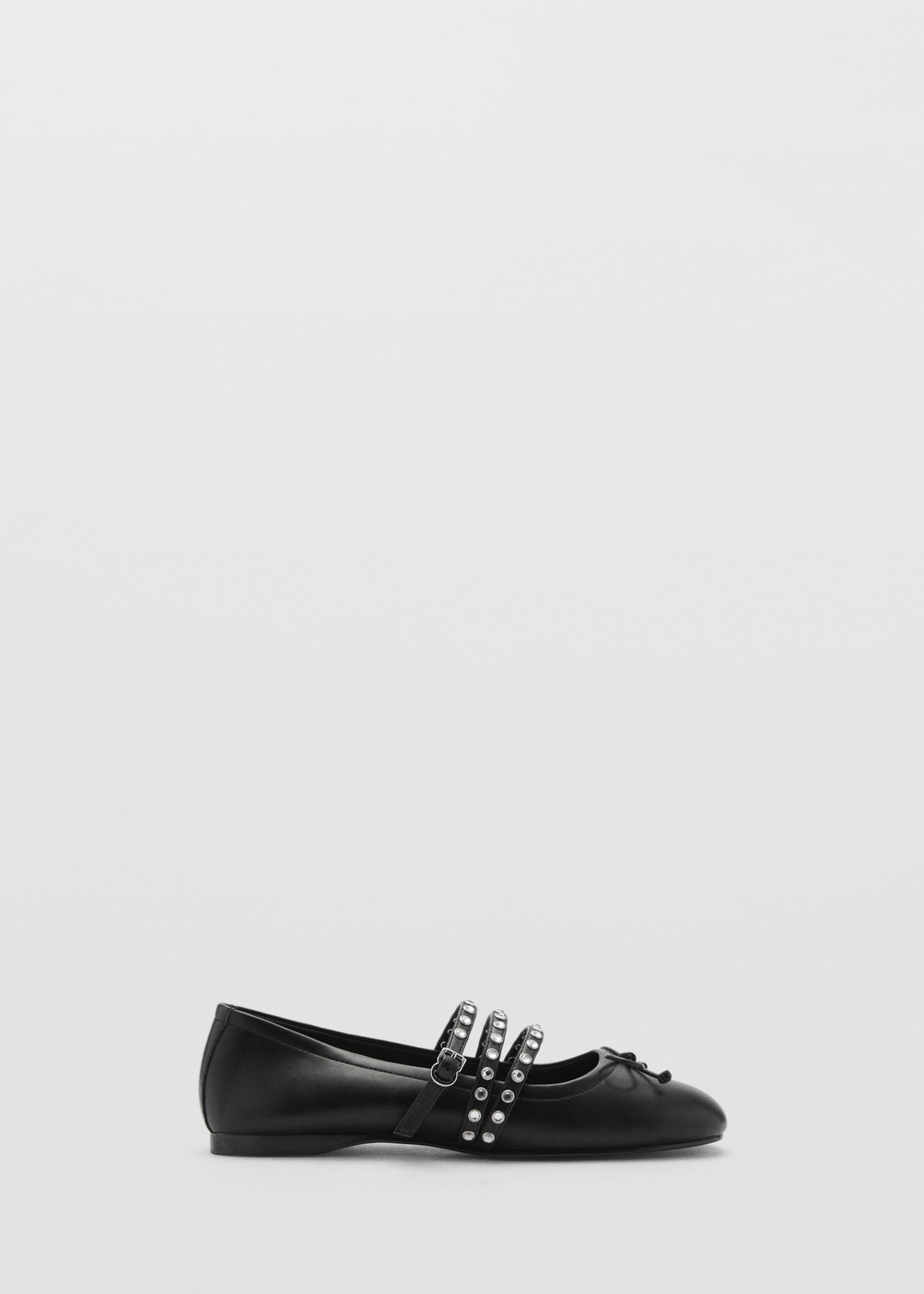 Studded ballet flats with straps - Article without model, Black. Ref: 77094037-00.