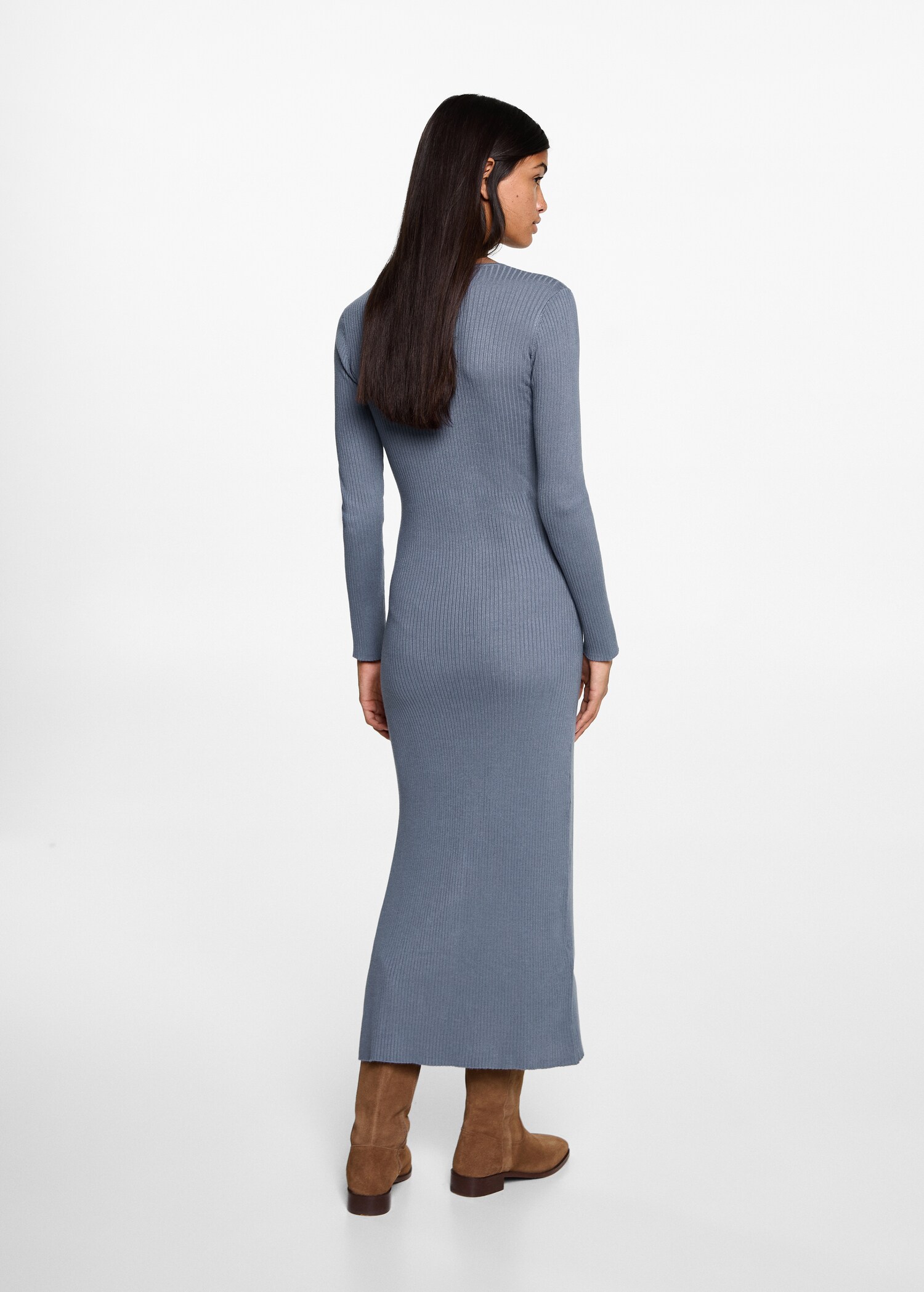 Geripptes Midikleid - Rückseite des Artikels