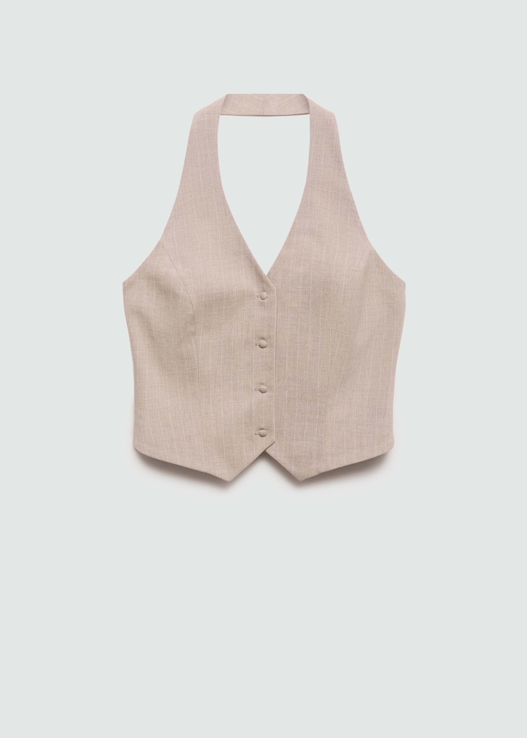 Pinstripe halter-neck waistcoat - Article without model, Beige. Ref: 77094041-00.