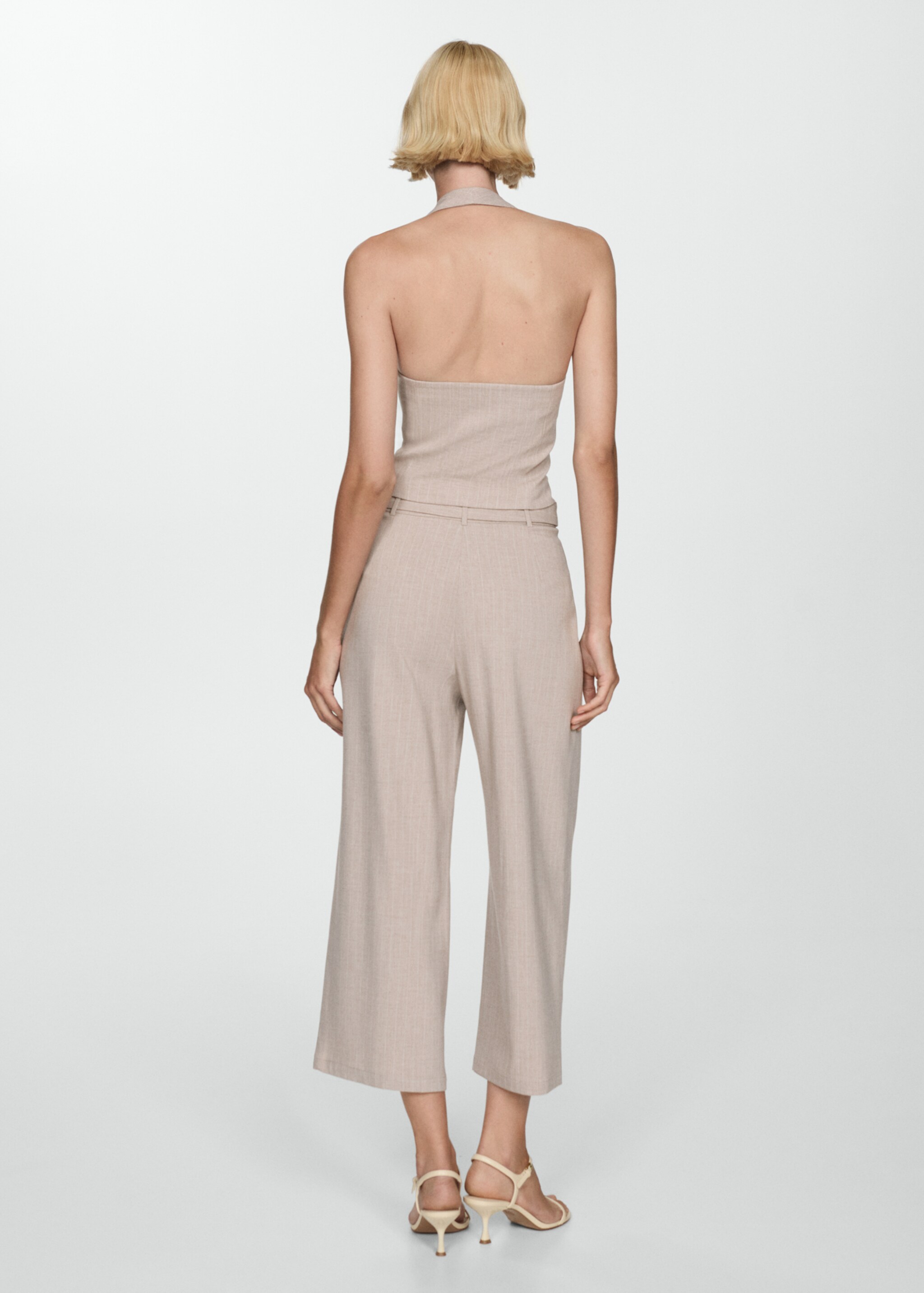 Pinstripe halter-neck waistcoat - Reverse of the article, Beige. Ref: 77094041-00.