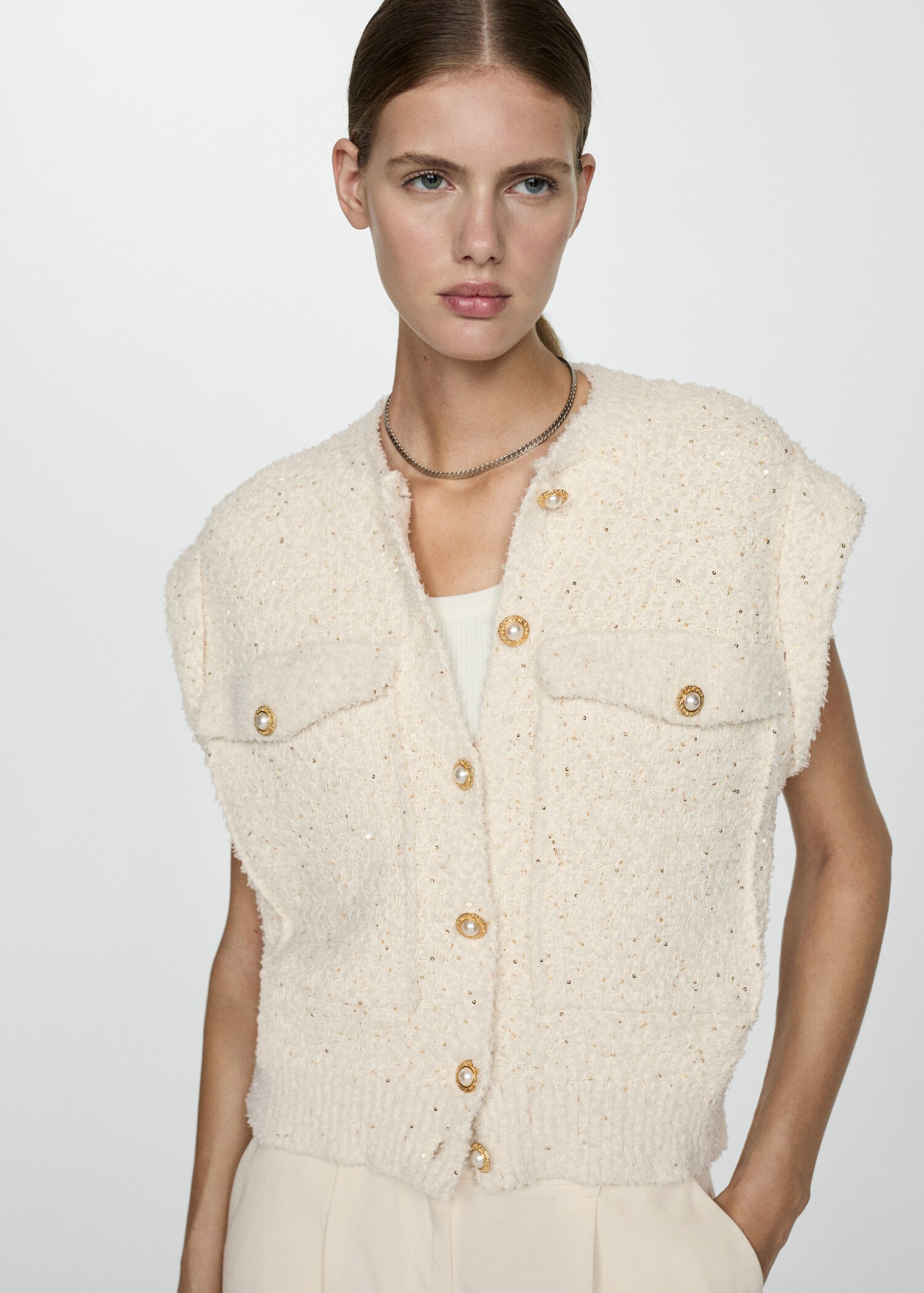 Sequin knitted waistcoat - Medium plane
