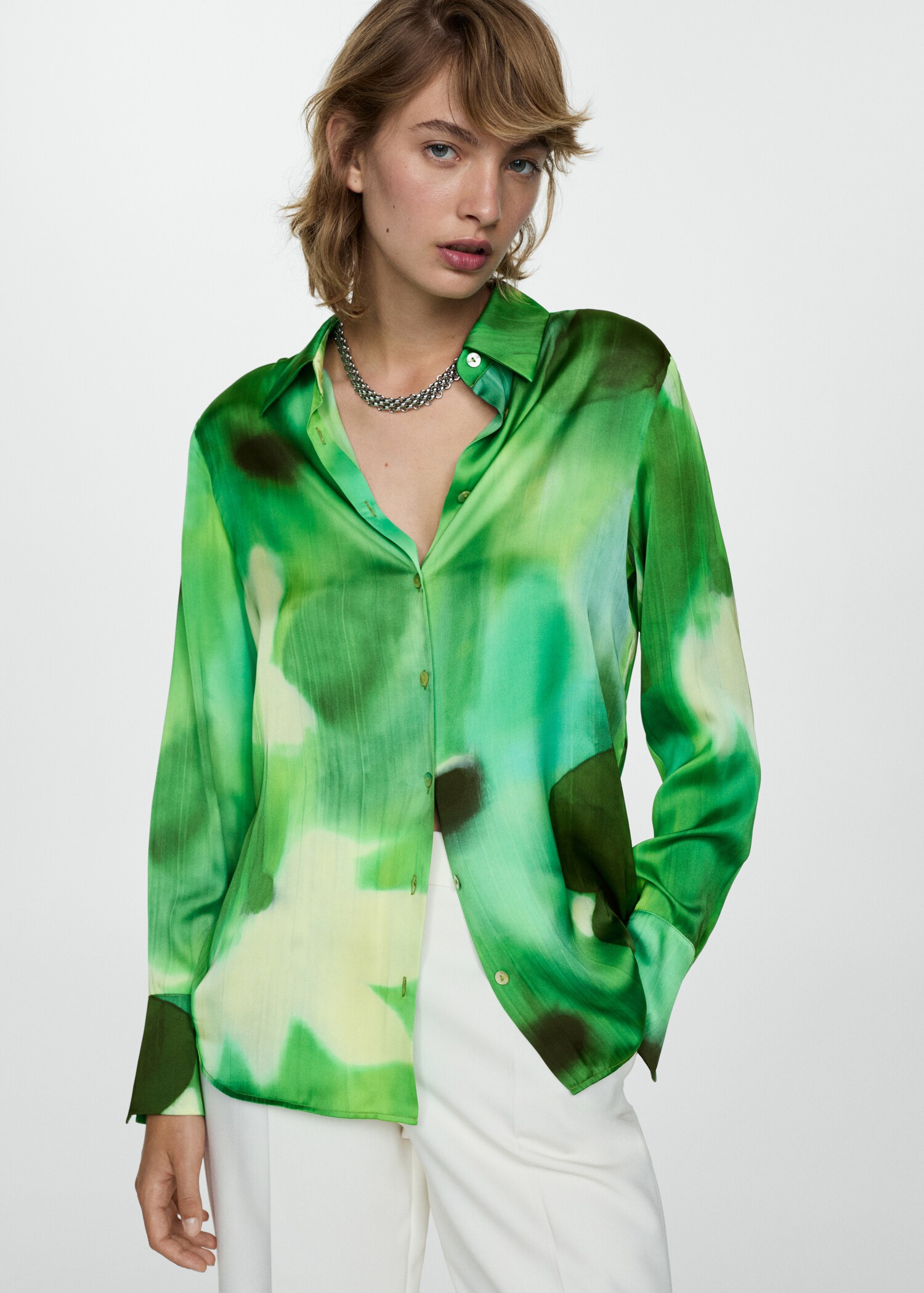 Satin print shirt - Medium plane